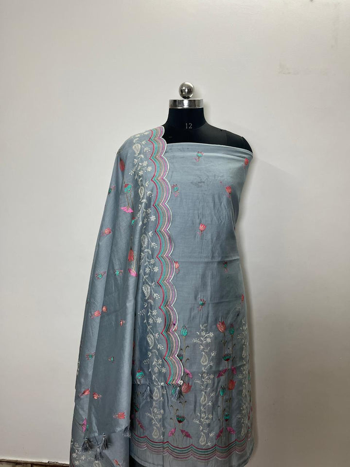 Pure Banarasi Chanderi Silk Unstitched Suit