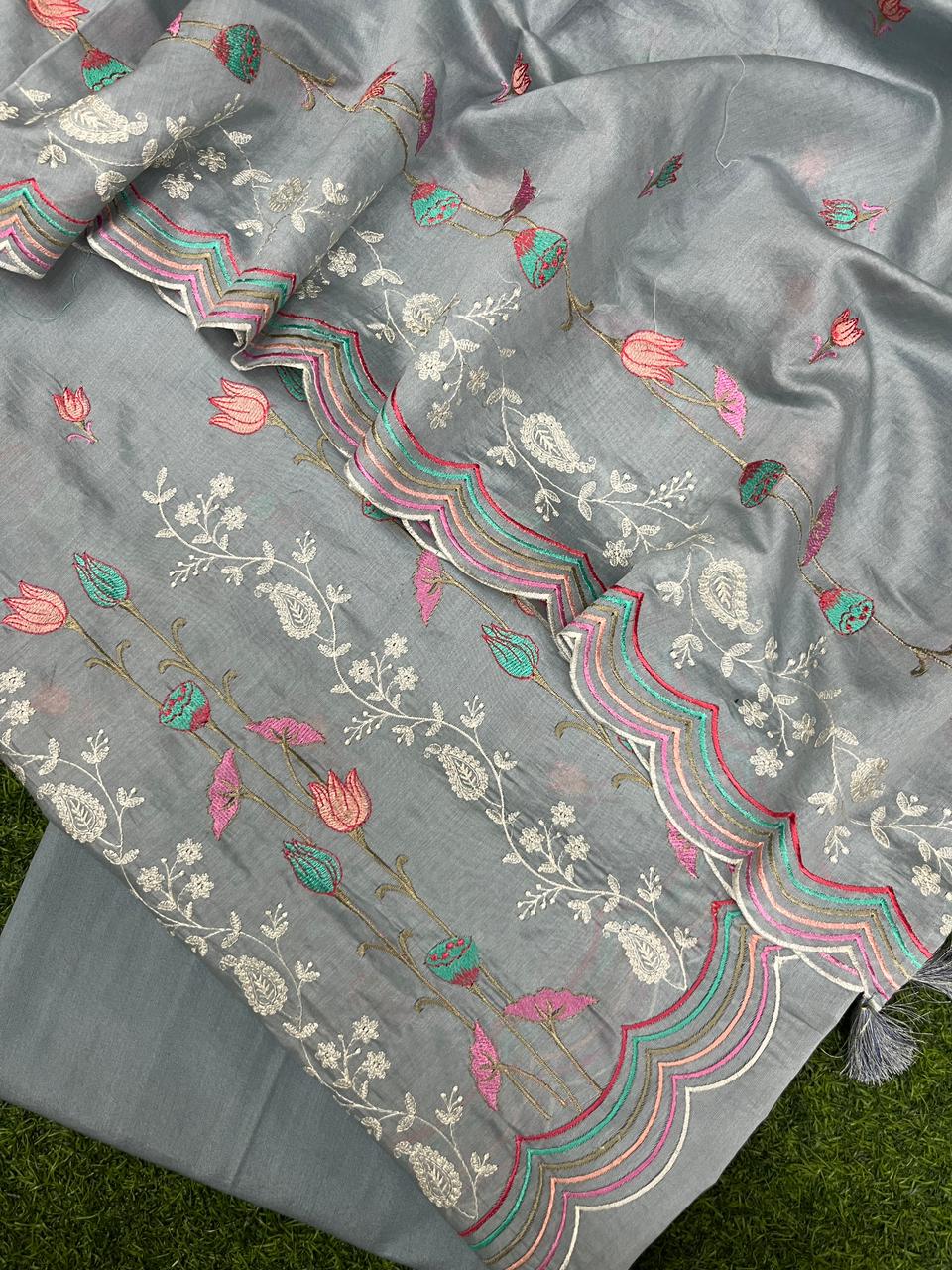 Pure Banarasi Chanderi Silk Unstitched Suit