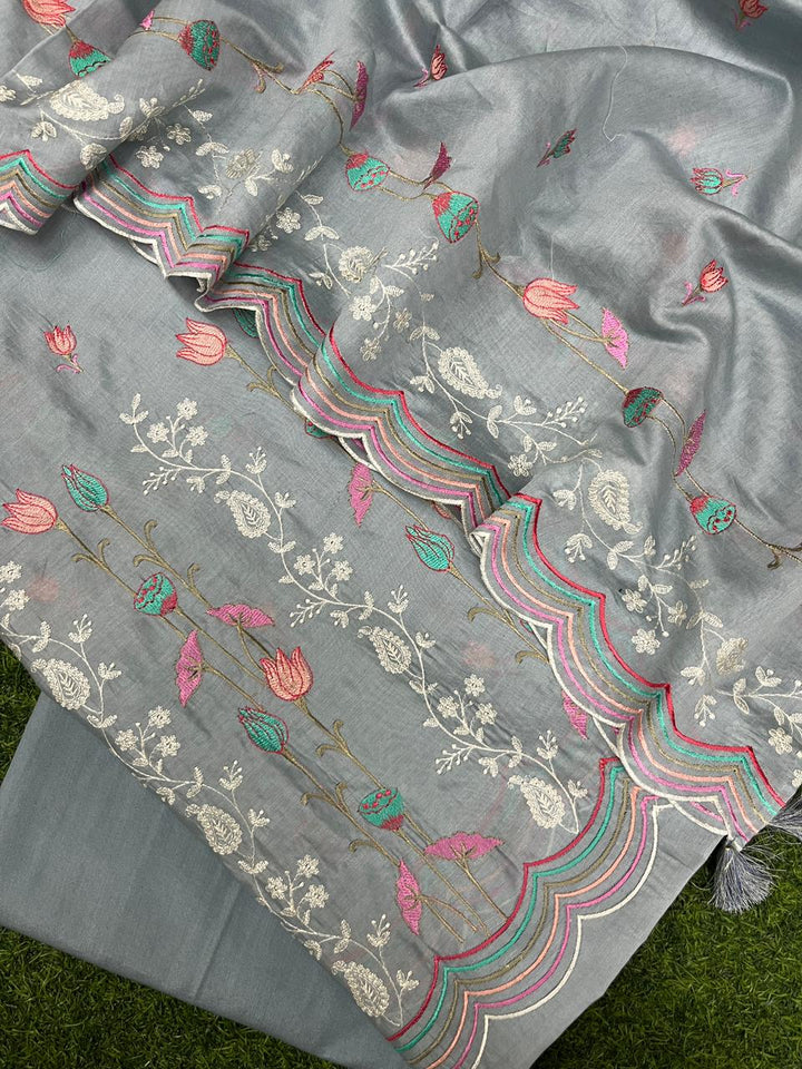 Pure Banarasi Chanderi Silk Unstitched Suit