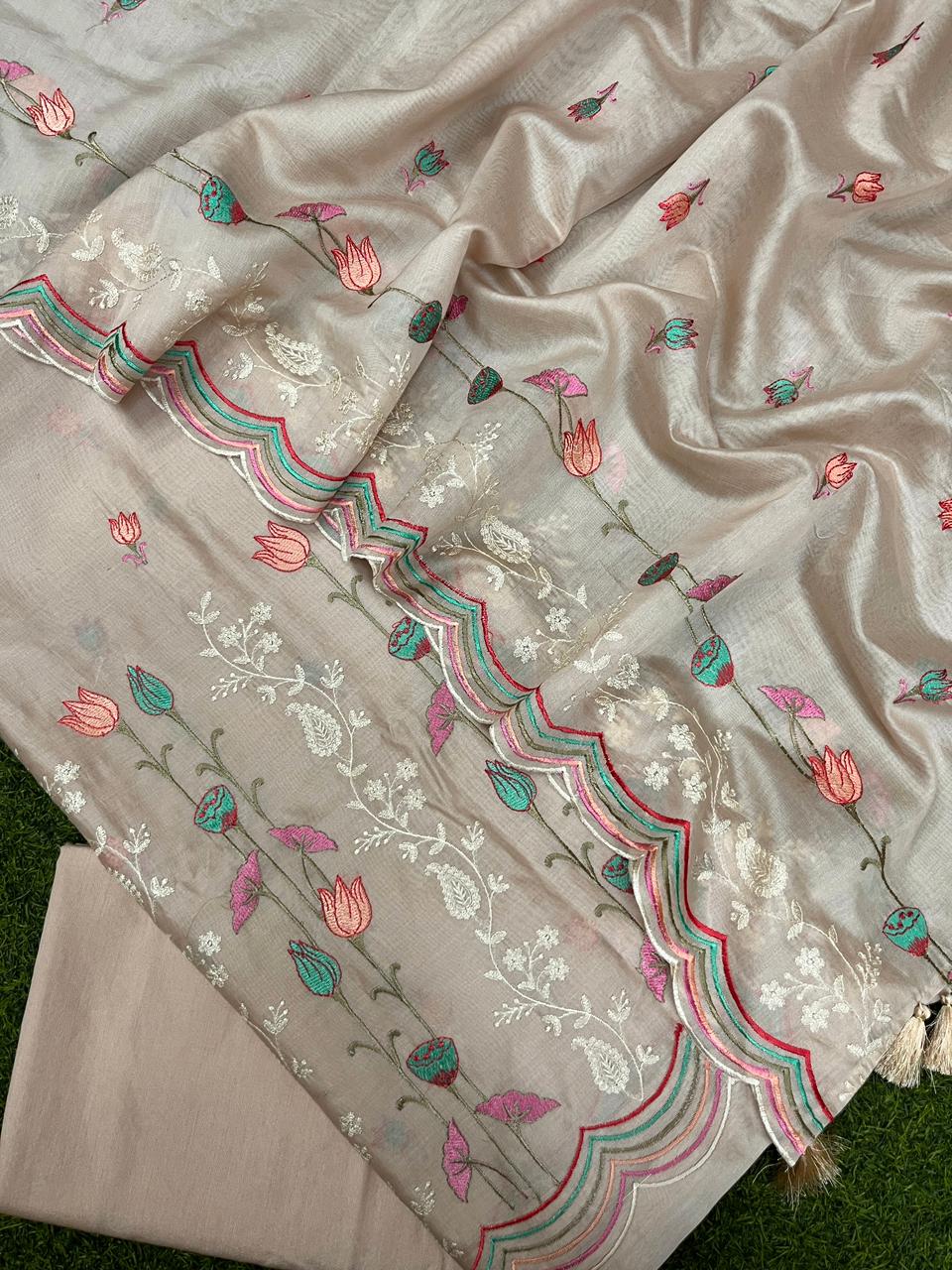 Pure Banarasi Chanderi Silk Unstitched Suit