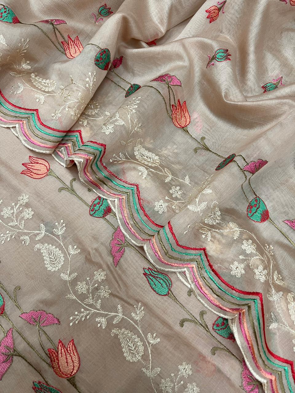 Pure Banarasi Chanderi Silk Unstitched Suit