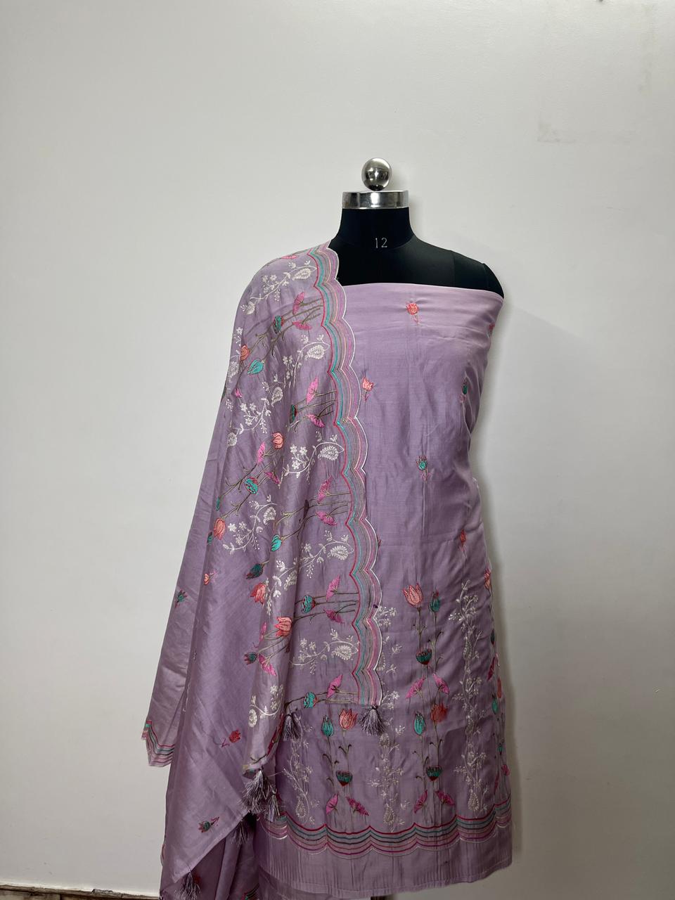 Pure Banarasi Chanderi Silk Unstitched Suit