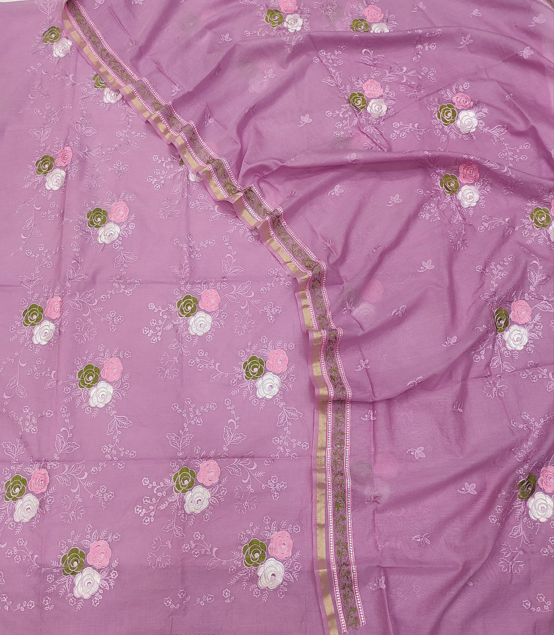 Banarasi Chanderi Silk Unstitched Suit with Embroidery work