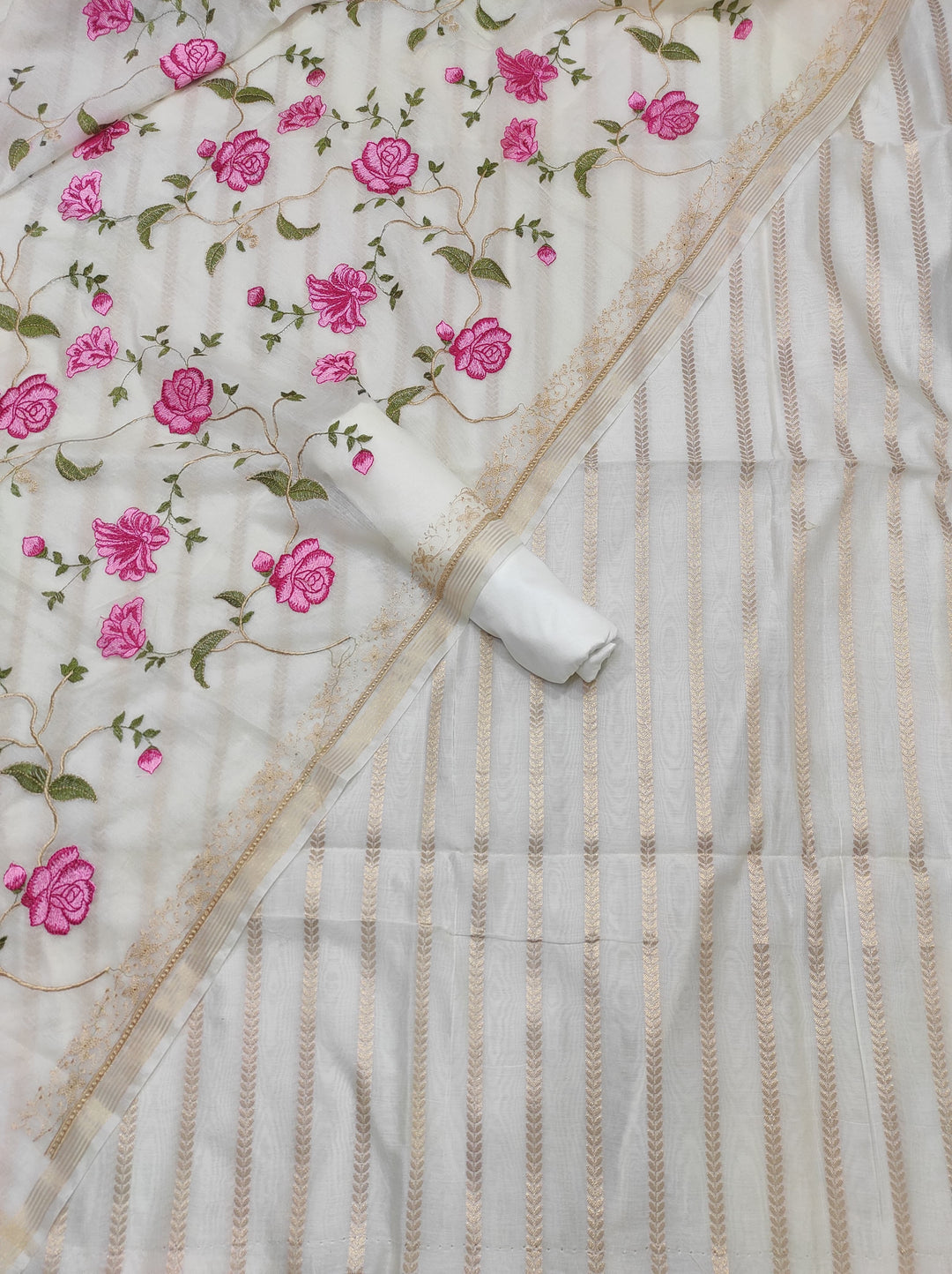 Banarasi Chanderi Silk Unstitched Suit with Embroidery work