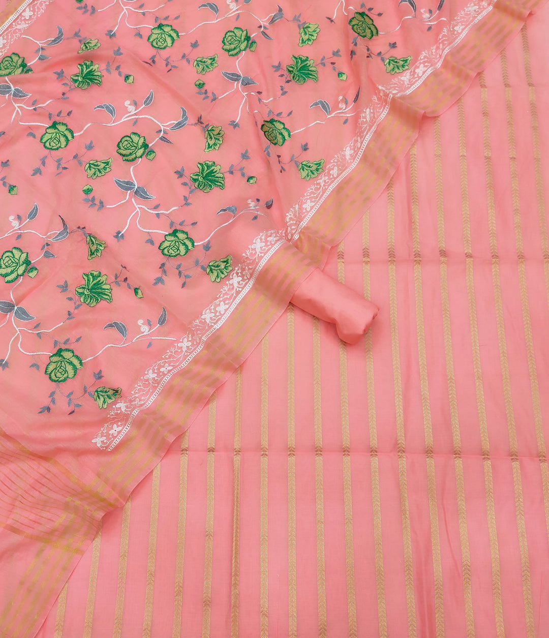 Banarasi Chanderi Silk Unstitched Suit with Embroidery work
