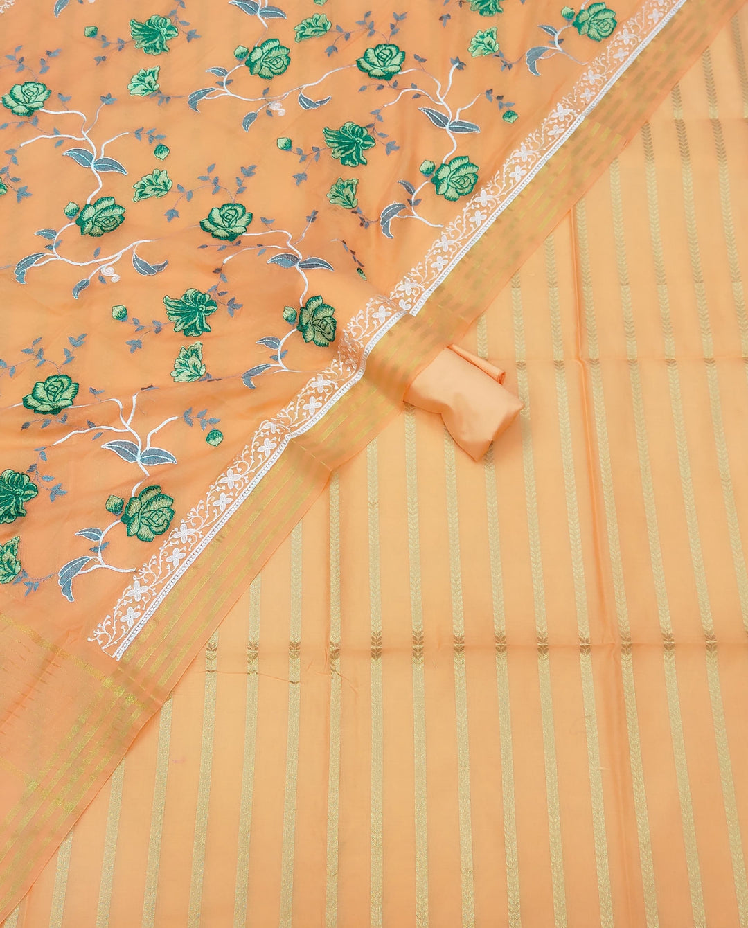 Banarasi Chanderi Silk Unstitched Suit with Embroidery work