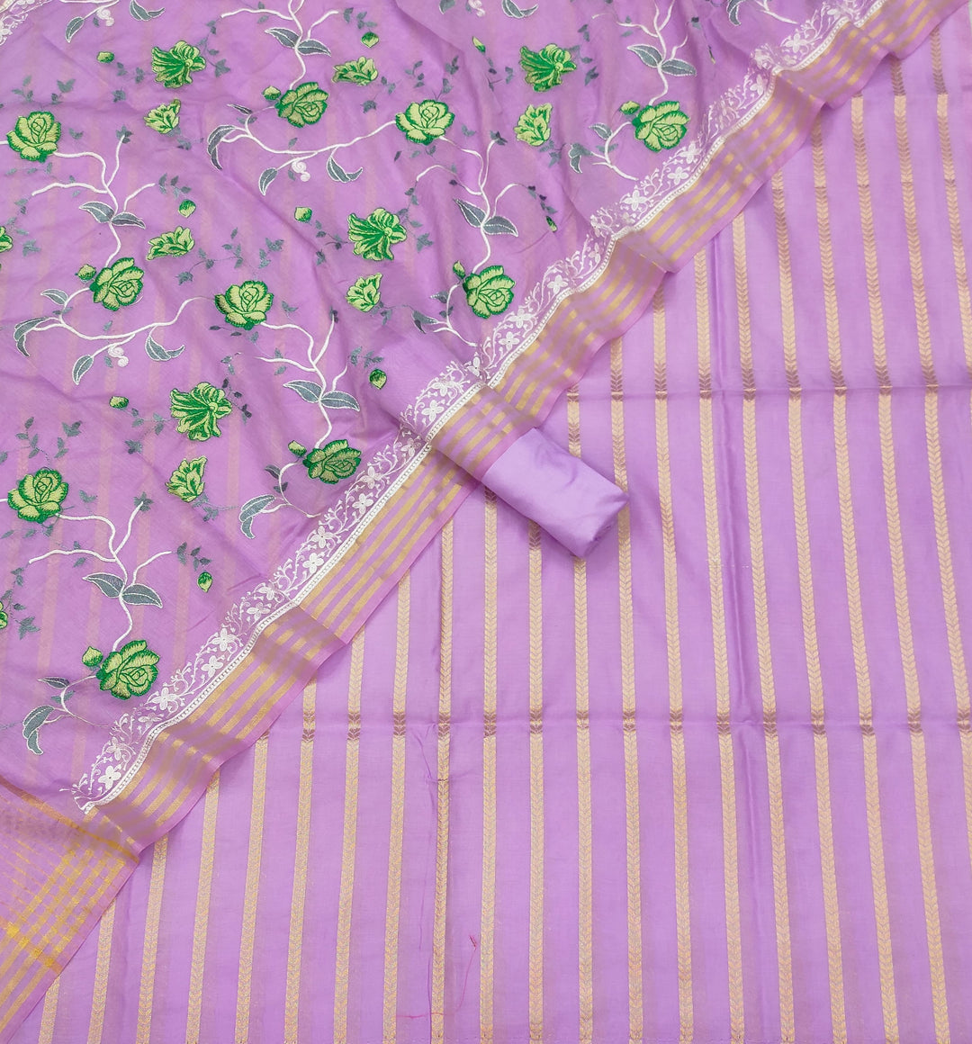 Banarasi Chanderi Silk Unstitched Suit with Embroidery work
