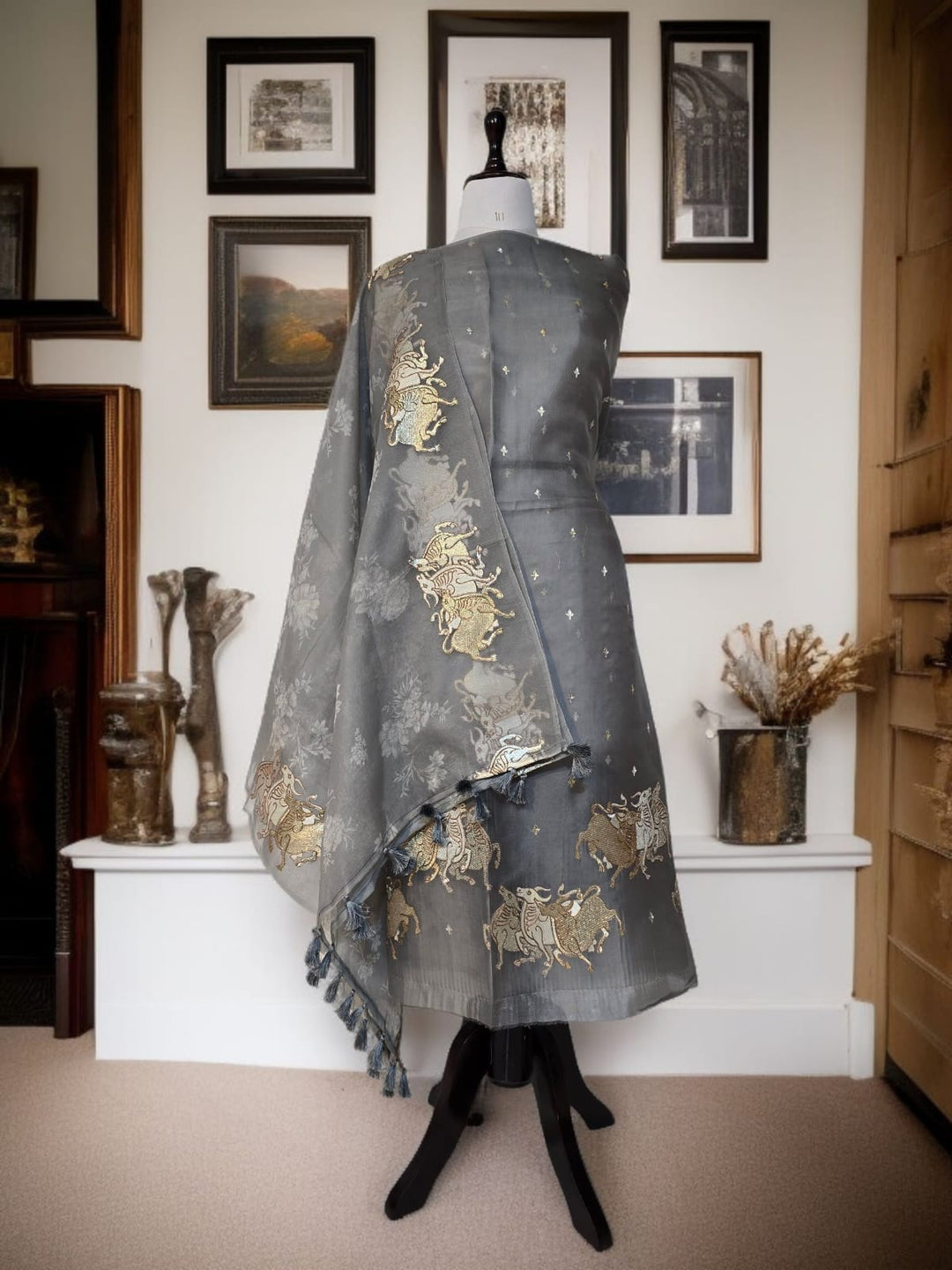 Pure Organza Silk Unstitched Suit With Embroidered Daman