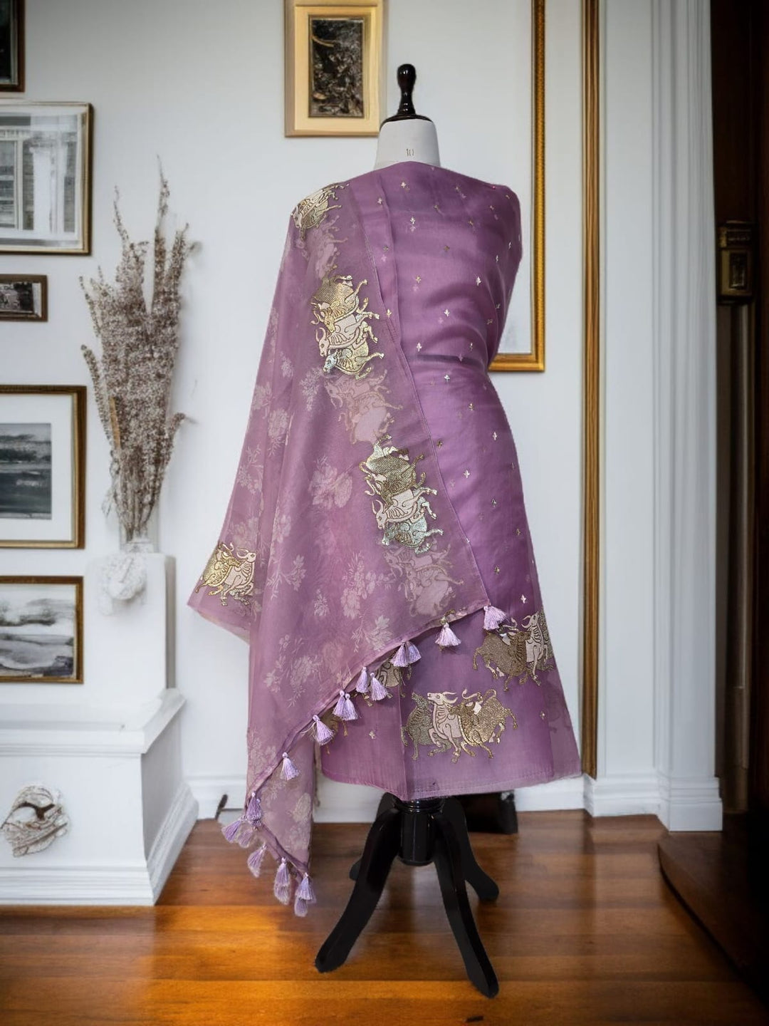 Pure Organza Silk Unstitched Suit With Embroidered Daman