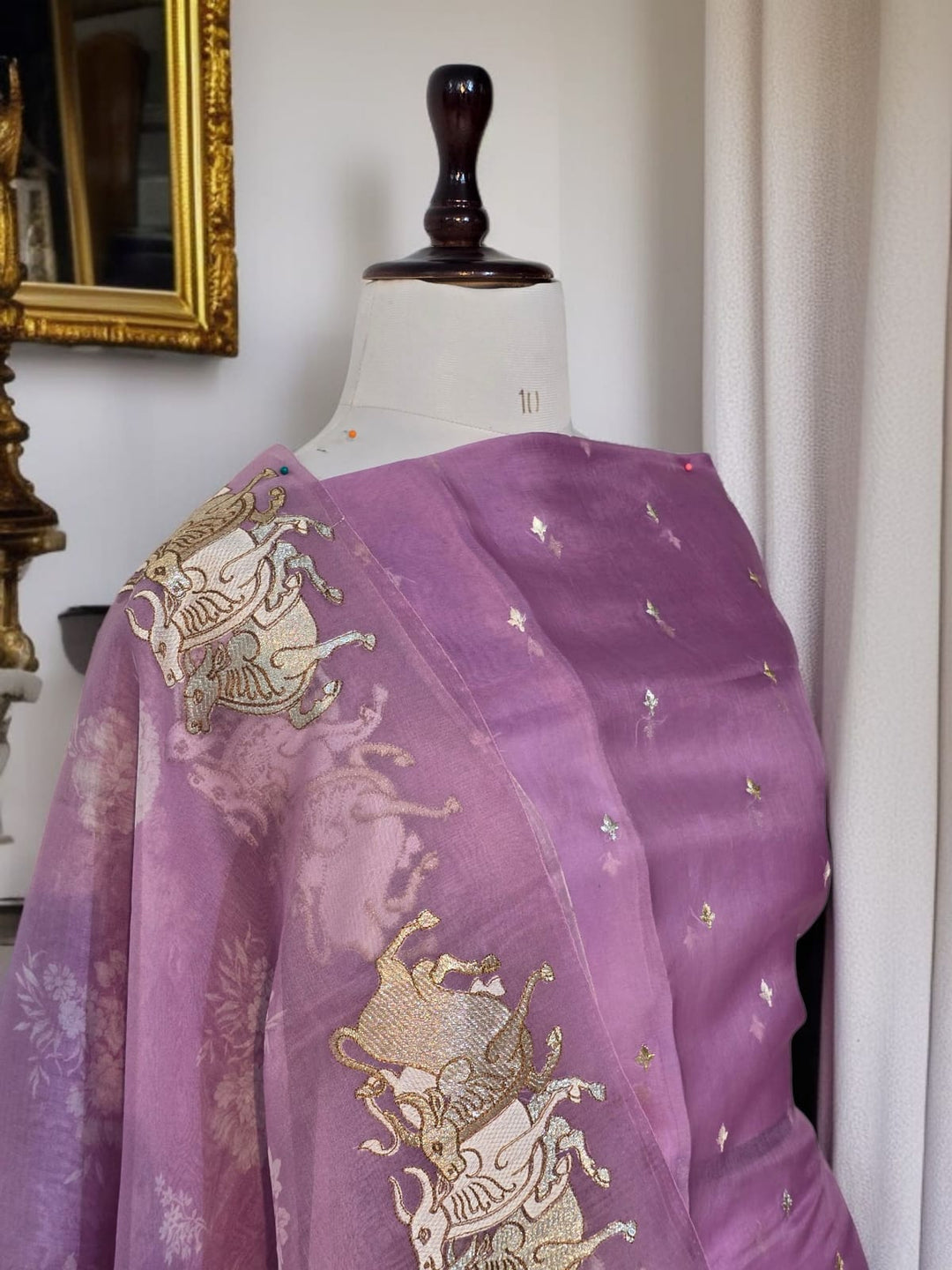 Pure Organza Silk Unstitched Suit With Embroidered Daman