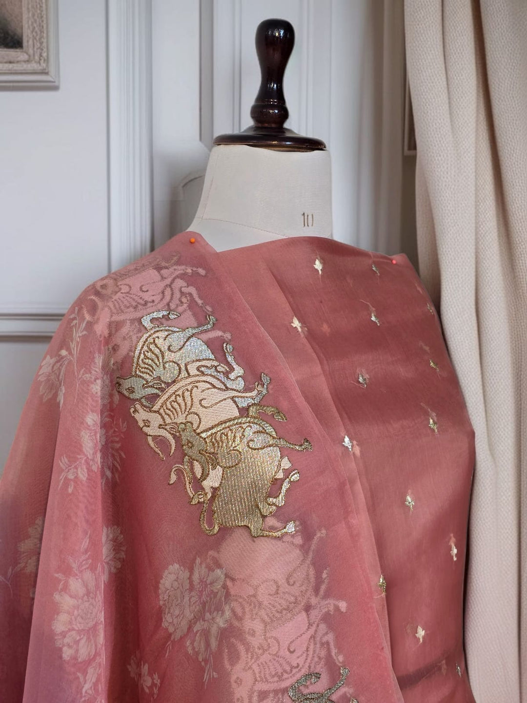 Pure Organza Silk Unstitched Suit With Embroidered Daman