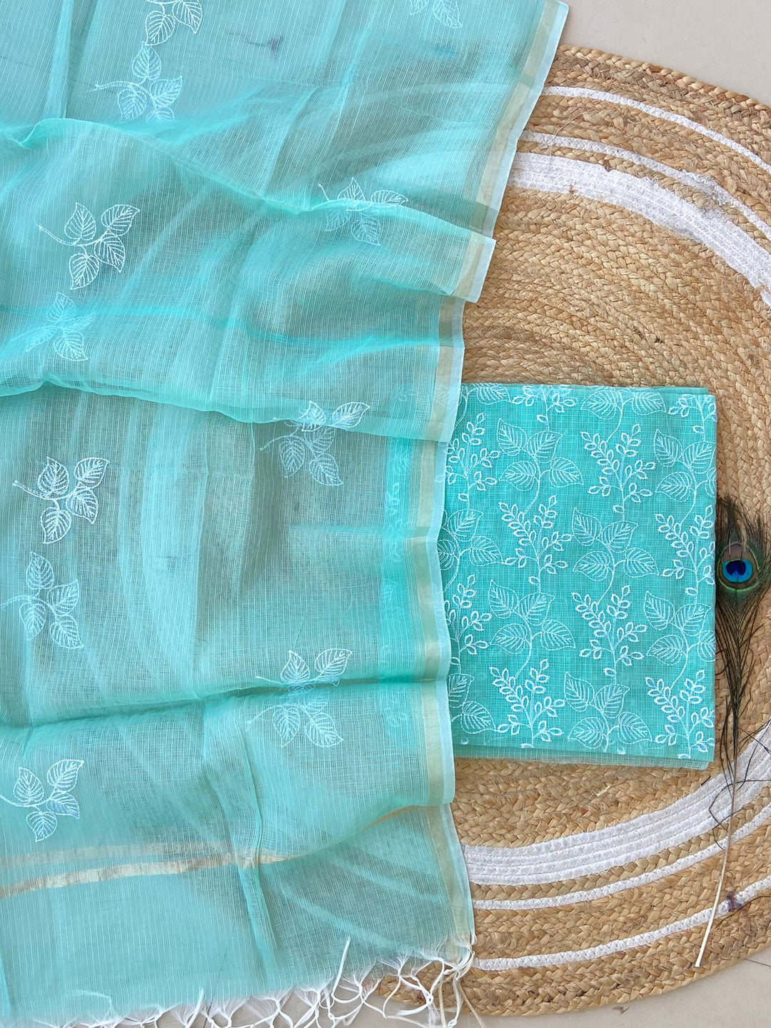 Pure Kota Doriya Embroidered Unstitched Suit With Dupatta