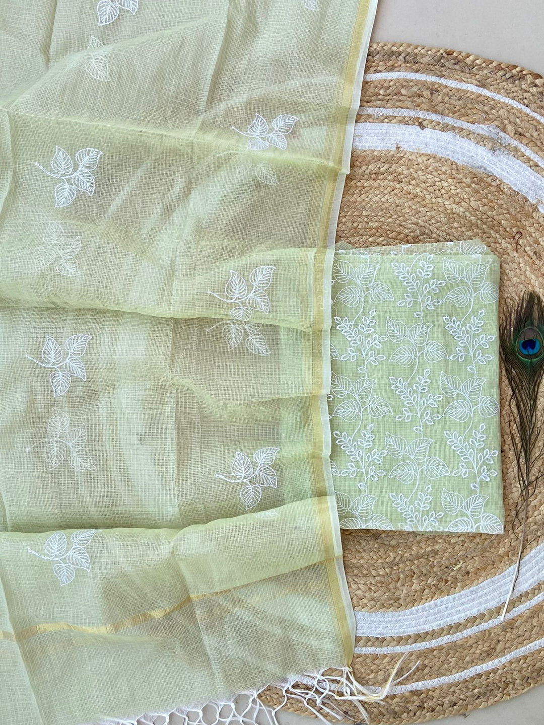 Pure Kota Doriya Embroidered Unstitched Suit With Dupatta