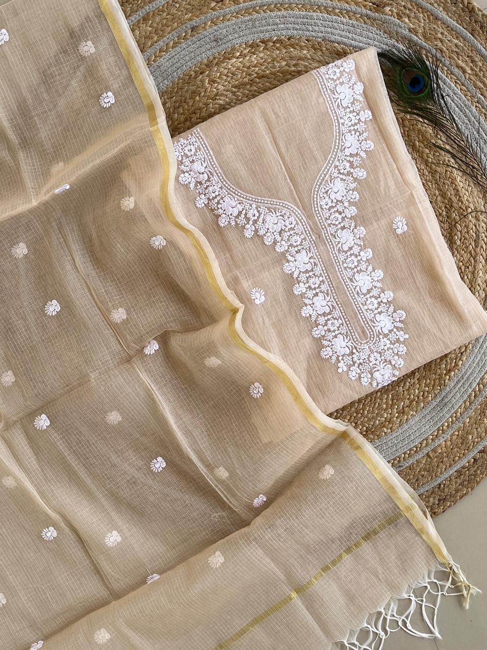 Pure Kota Doriya Embroidered Unstitched Suit With Dupatta