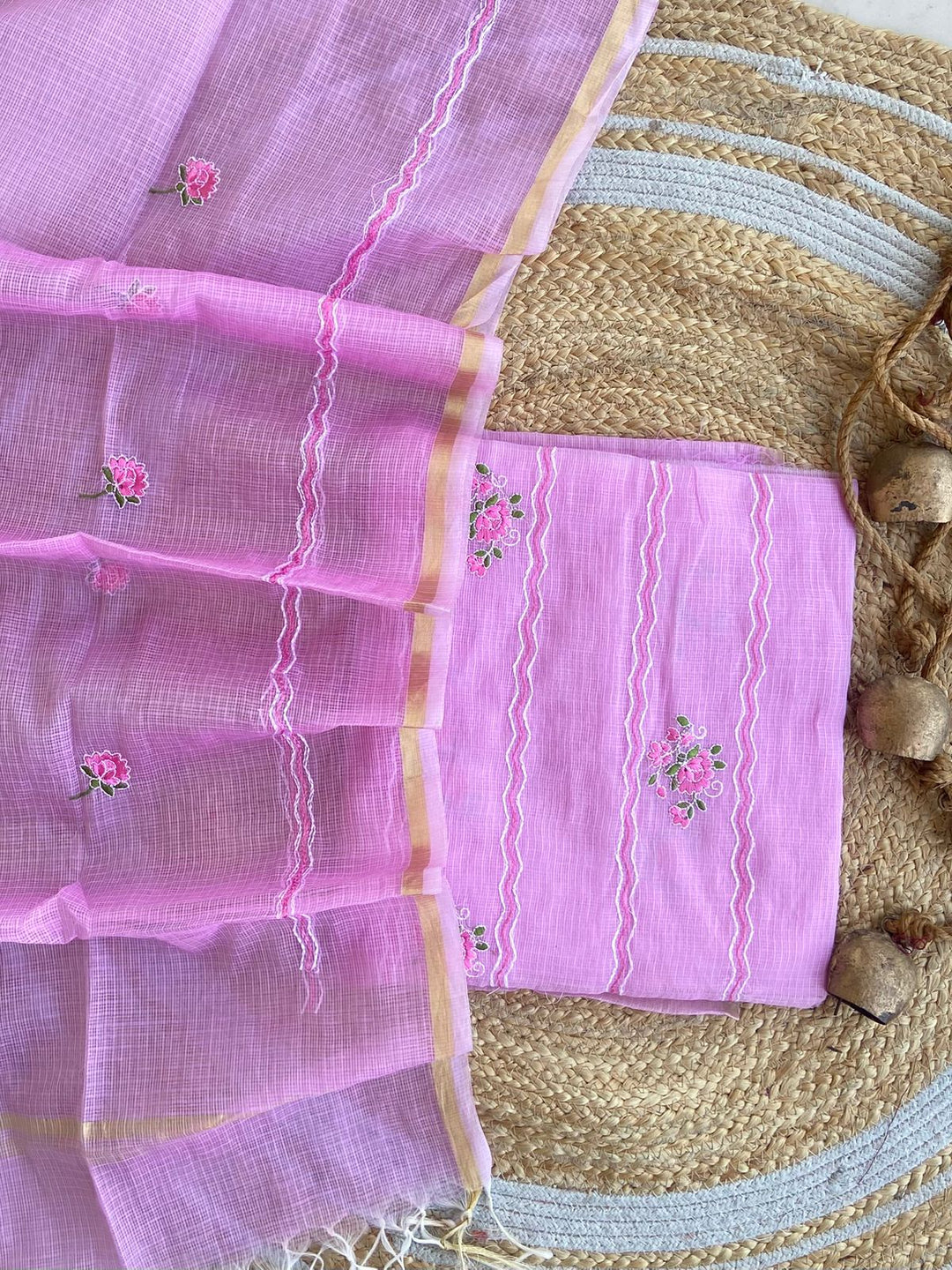 Pure Kota Doriya Embroidered Unstitched Suit With Dupatta