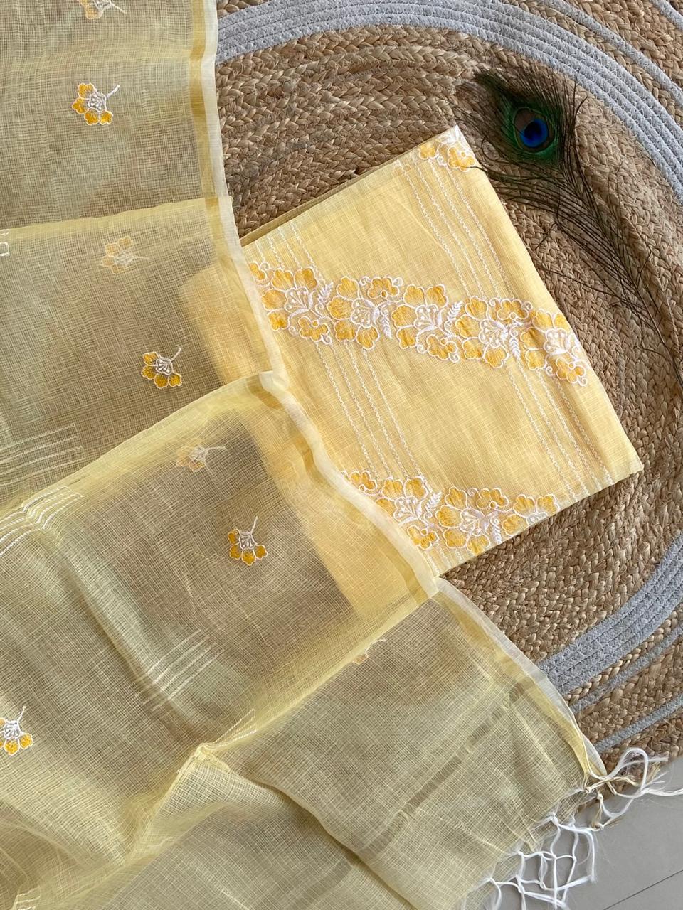 Pure Kota Doriya Embroidered Unstitched Suit With Dupatta