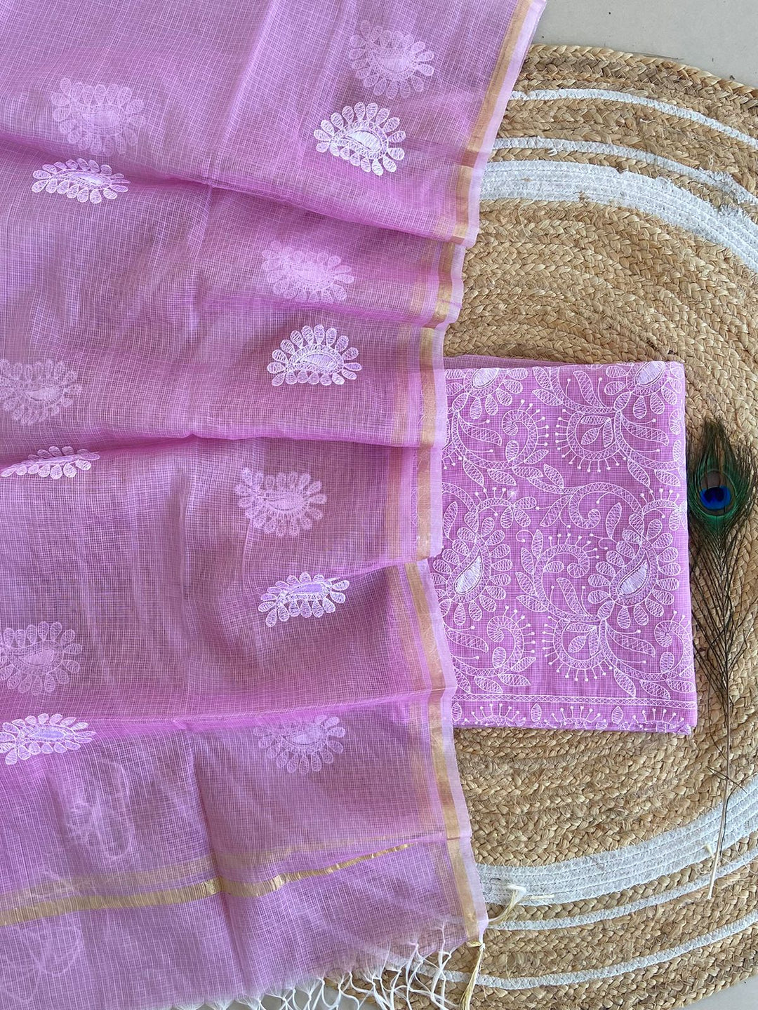 Pure Kota Doriya Embroidered Unstitched Suit With Dupatta