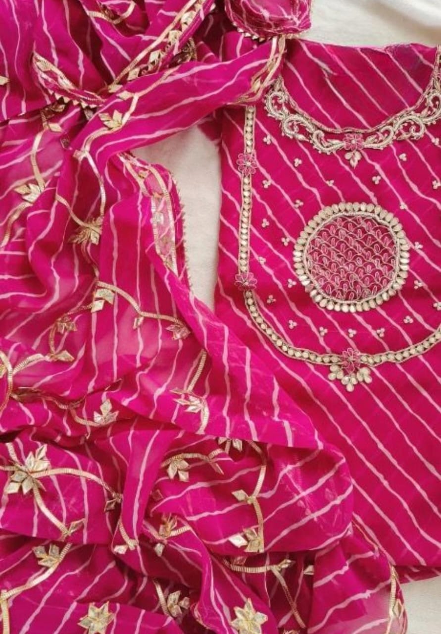 Hand Work 3 pc Unstitched Suit in Georgette