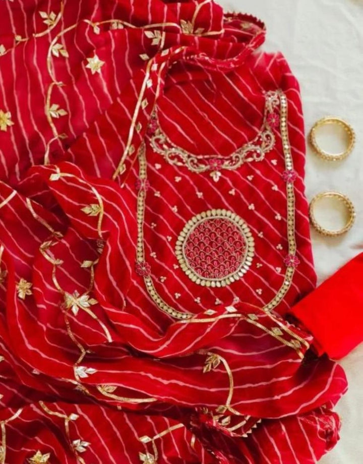 Hand Work 3 pc Unstitched Suit in Georgette