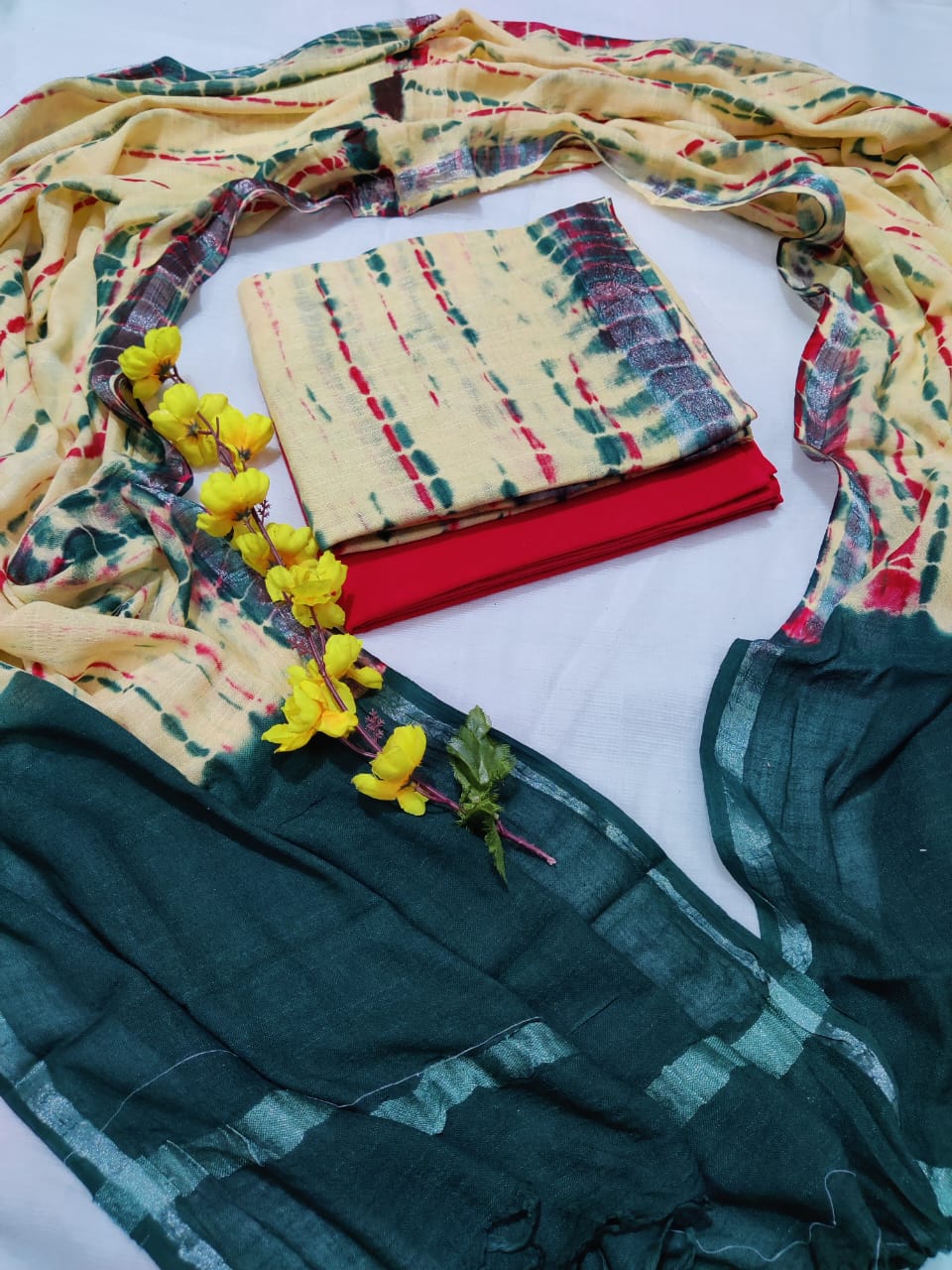 Hand Block Printed Linen Unstitched Suit