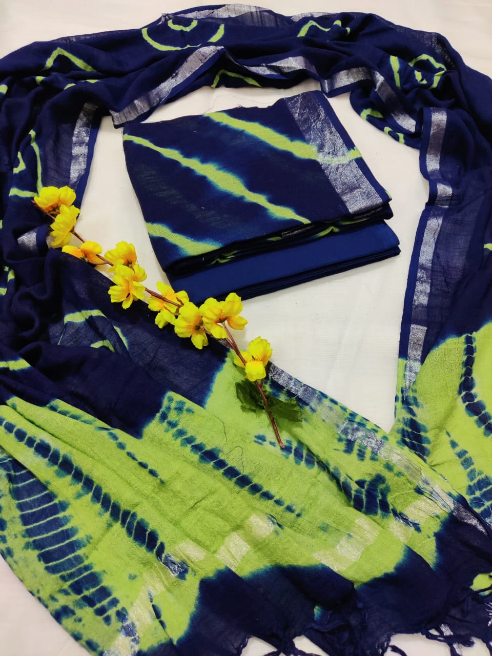 Hand Block Printed Linen Unstitched Suit