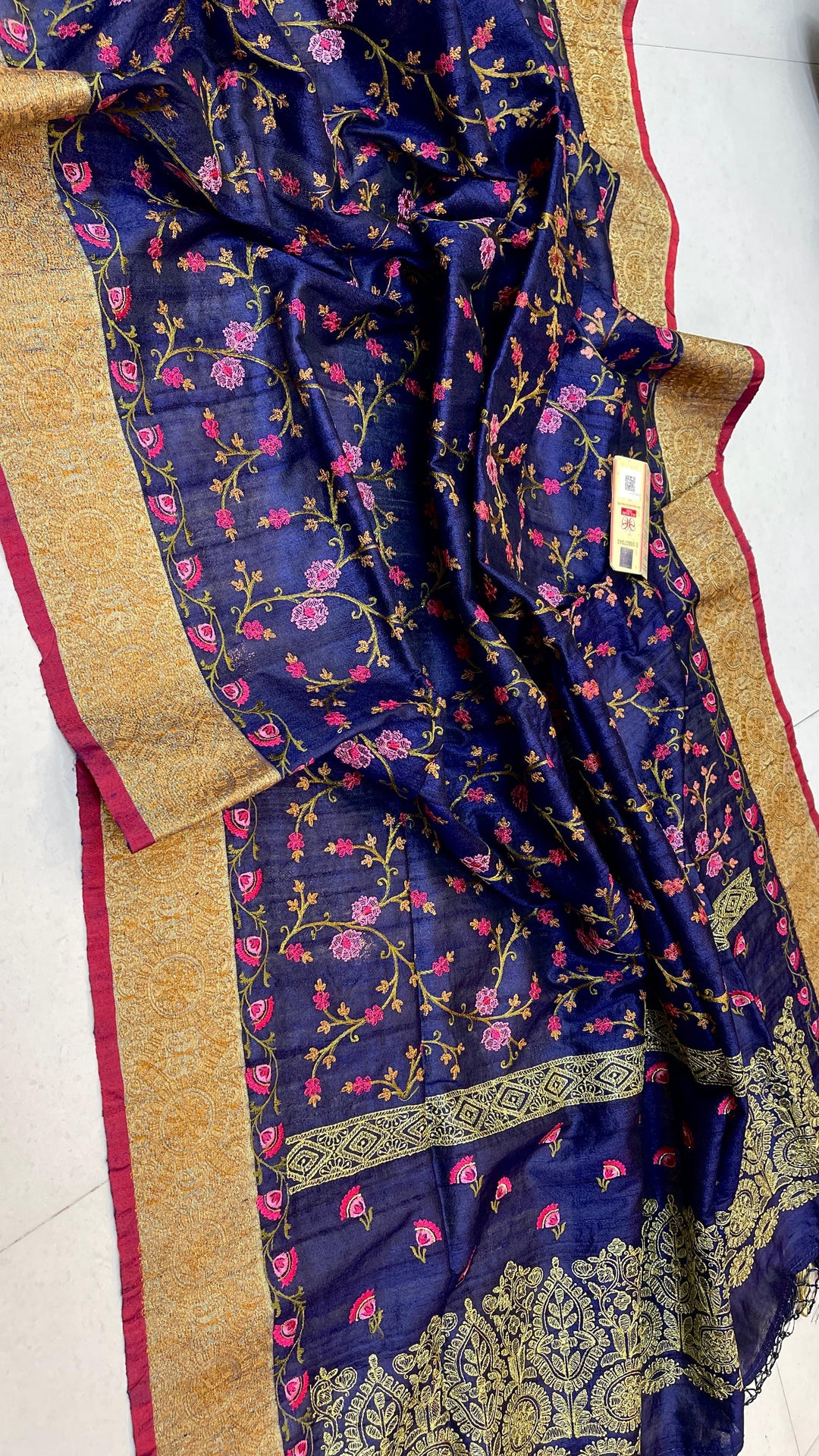 Handloom Pure Tussar Silk Saree with Embroidery Work