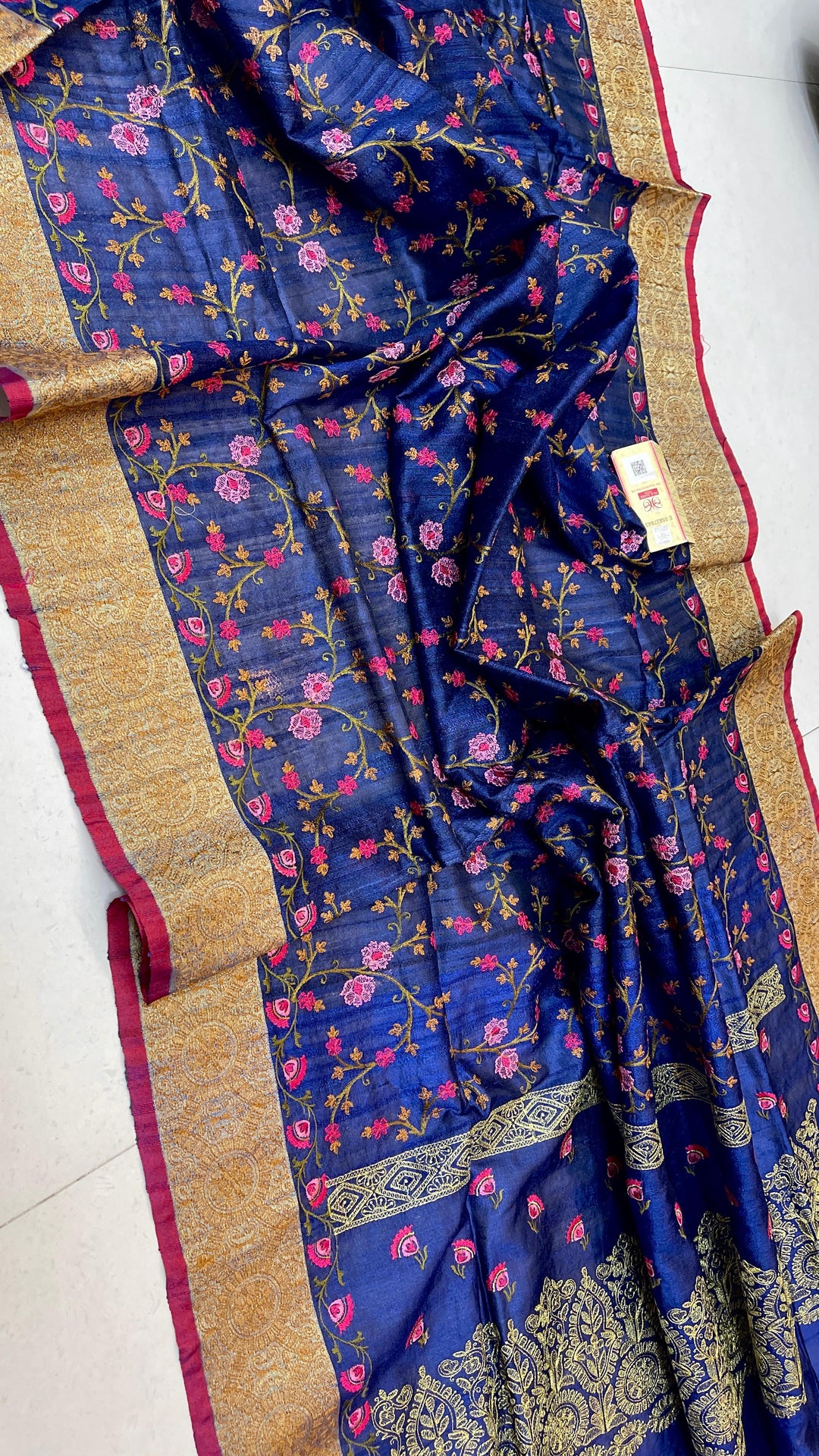 Handloom Pure Tussar Silk Saree with Embroidery Work