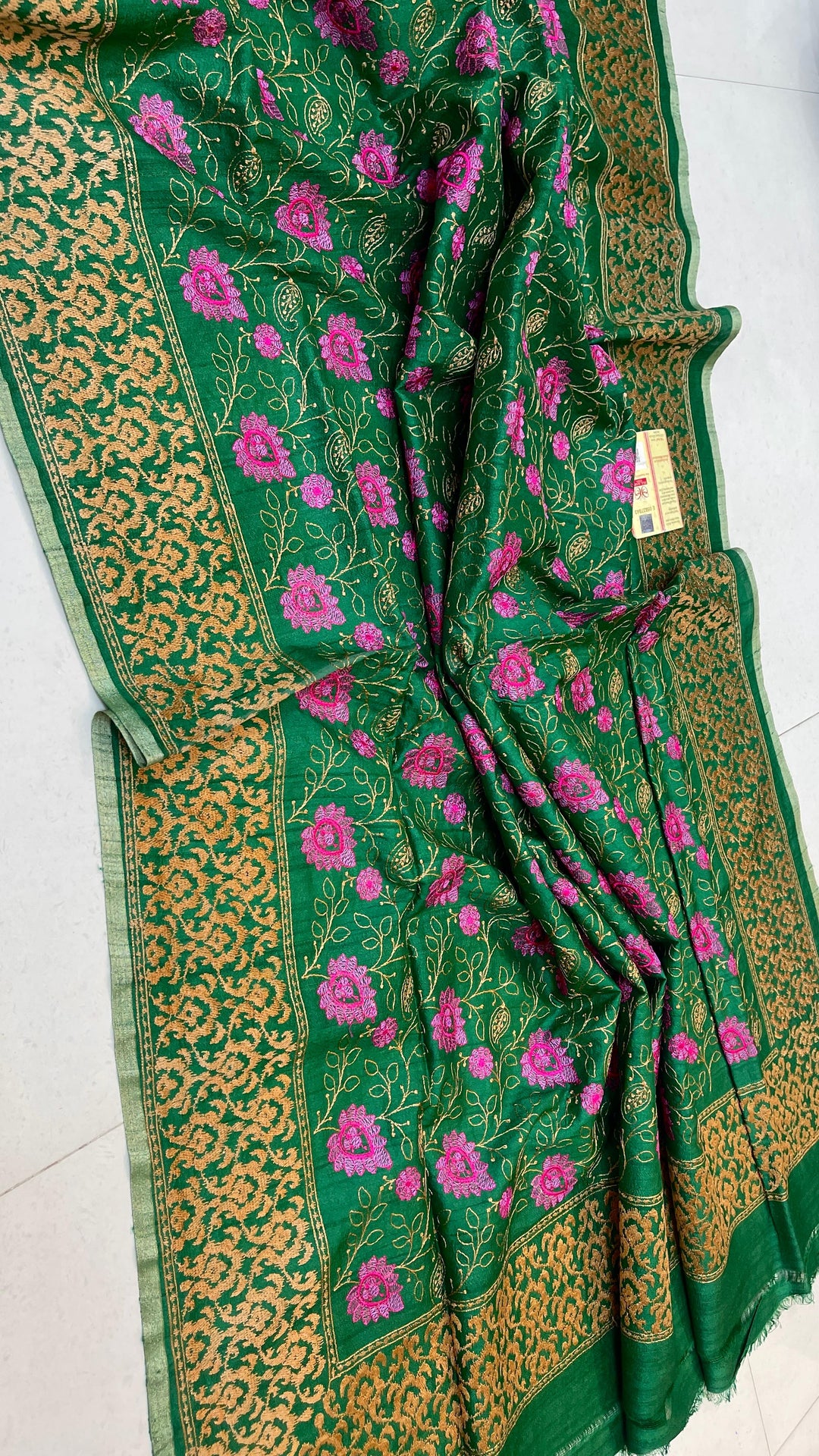 Handloom Pure Tussar Silk Saree with Embroidery Work