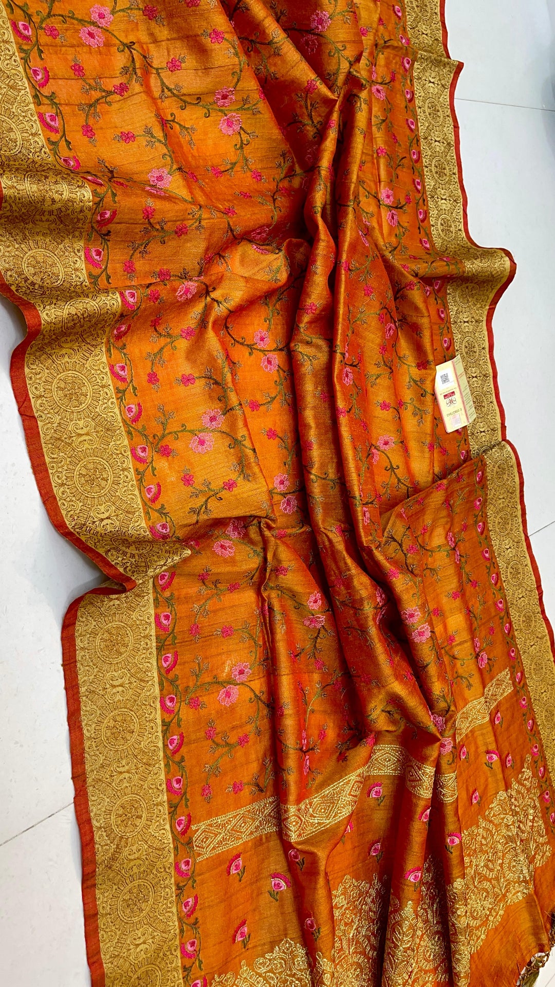 Handloom Pure Tussar Silk Saree with Embroidery Work