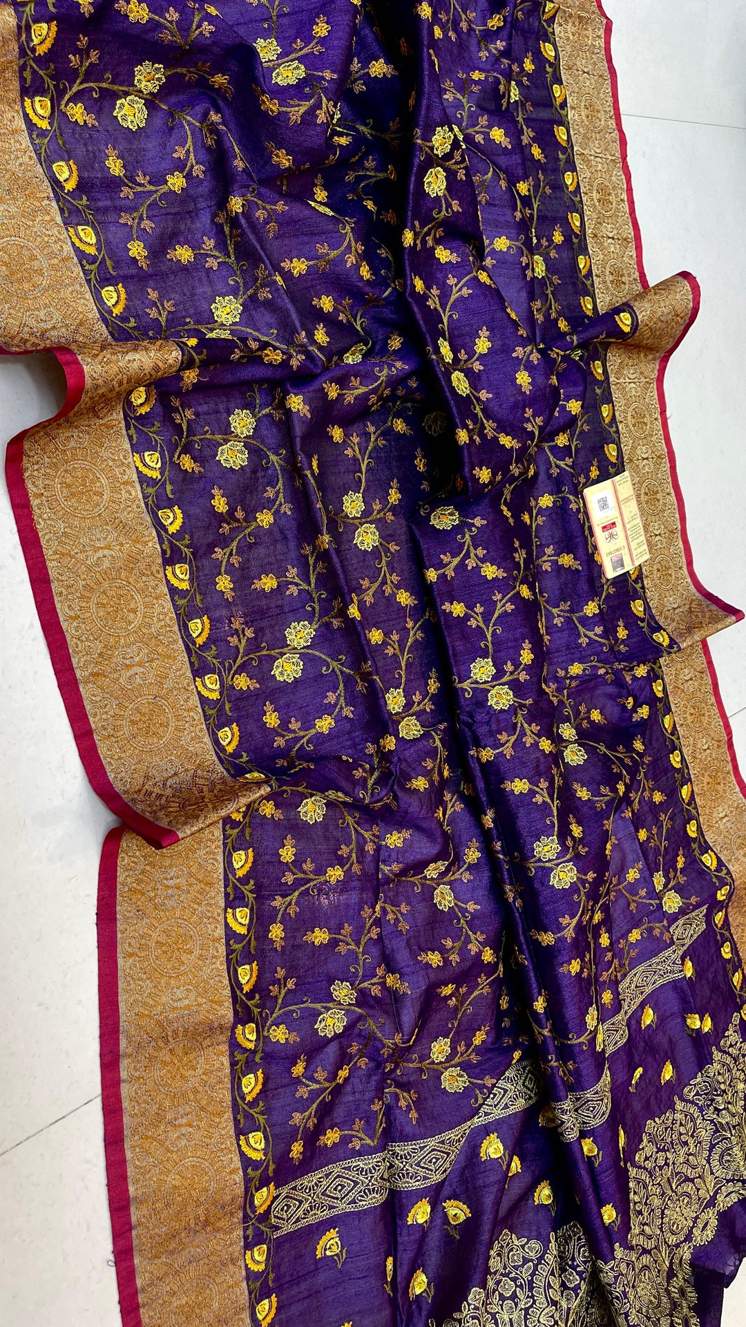 Handloom Pure Tussar Silk Saree with Embroidery Work