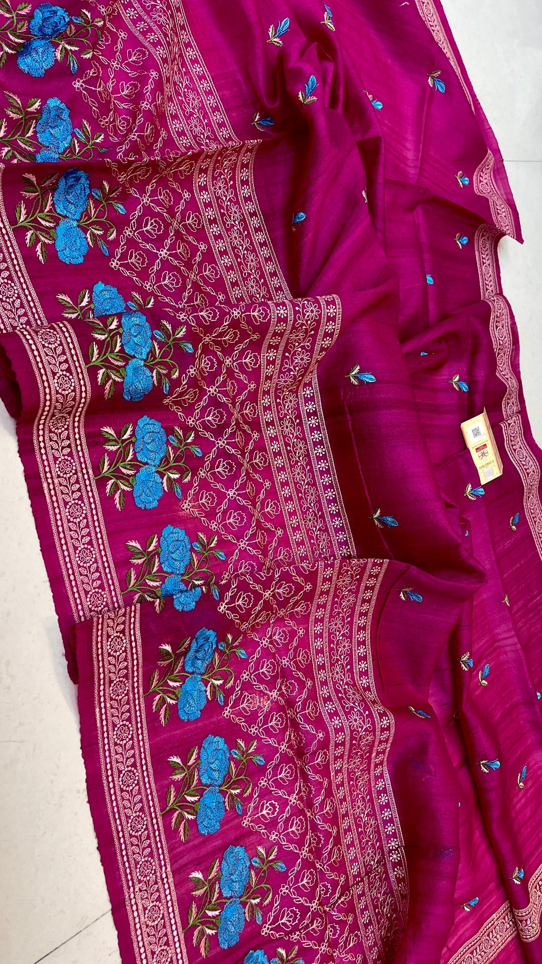 Handloom Pure Tussar Silk Saree with Embroidery Work