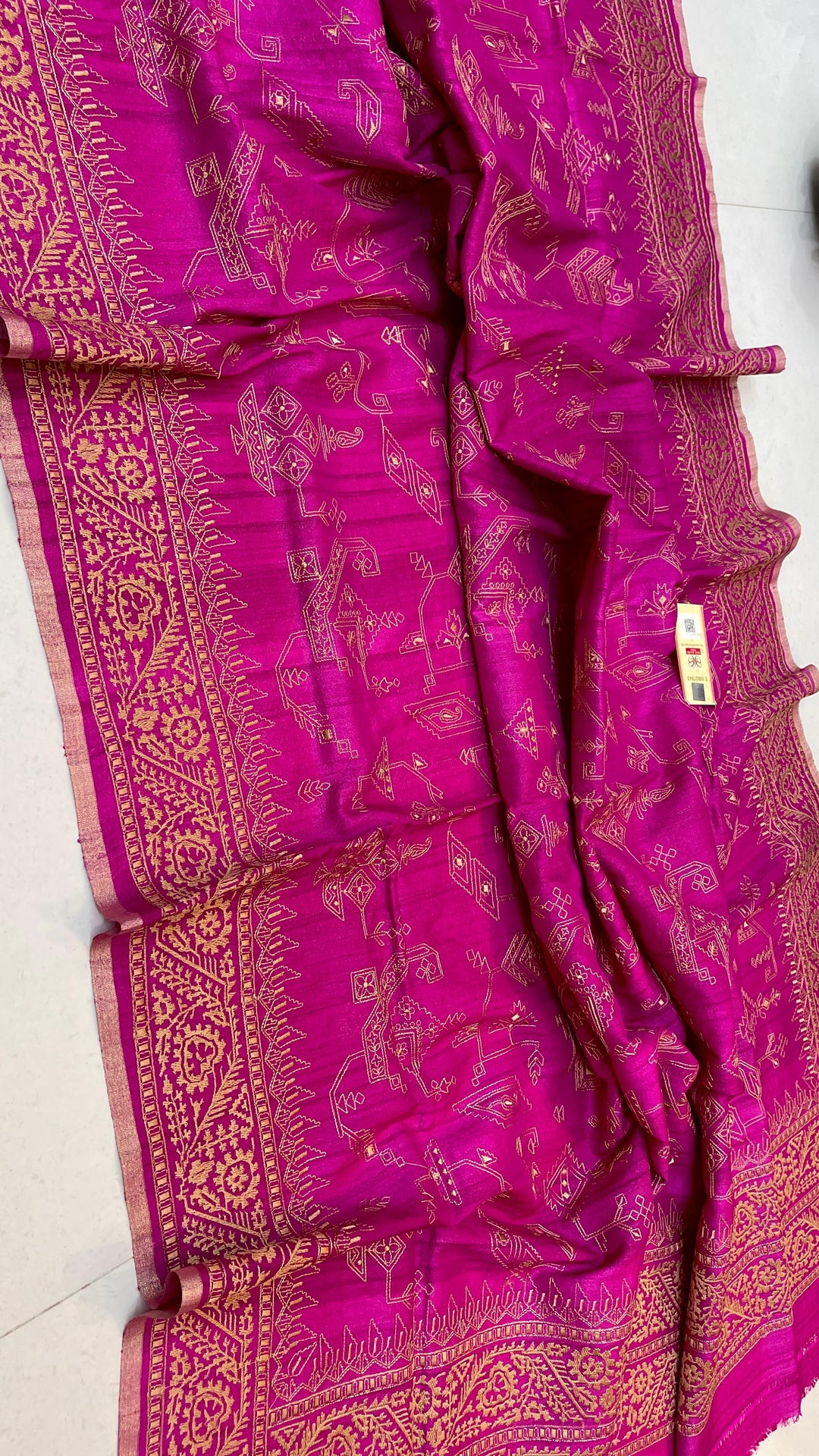 Handloom Pure Tussar Silk Saree with Embroidery Work