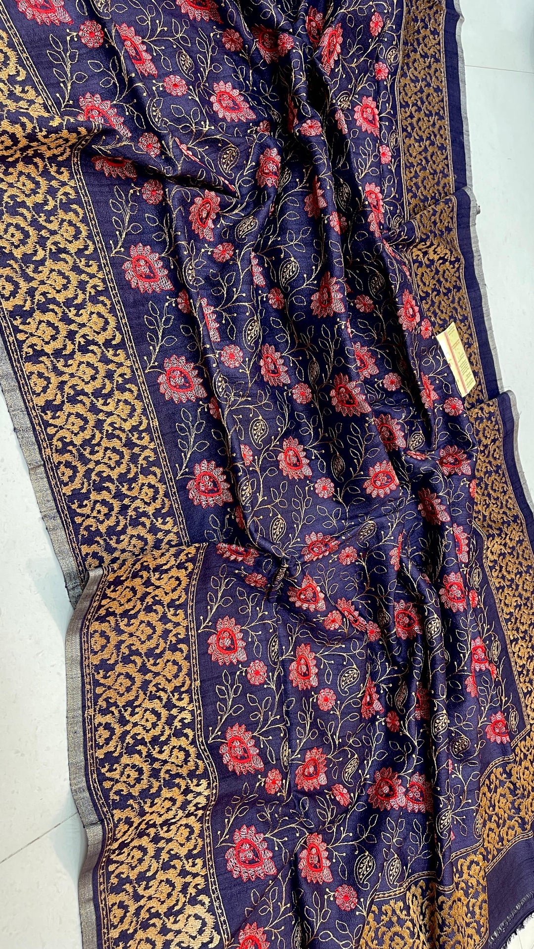 Handloom Pure Tussar Silk Saree with Embroidery Work