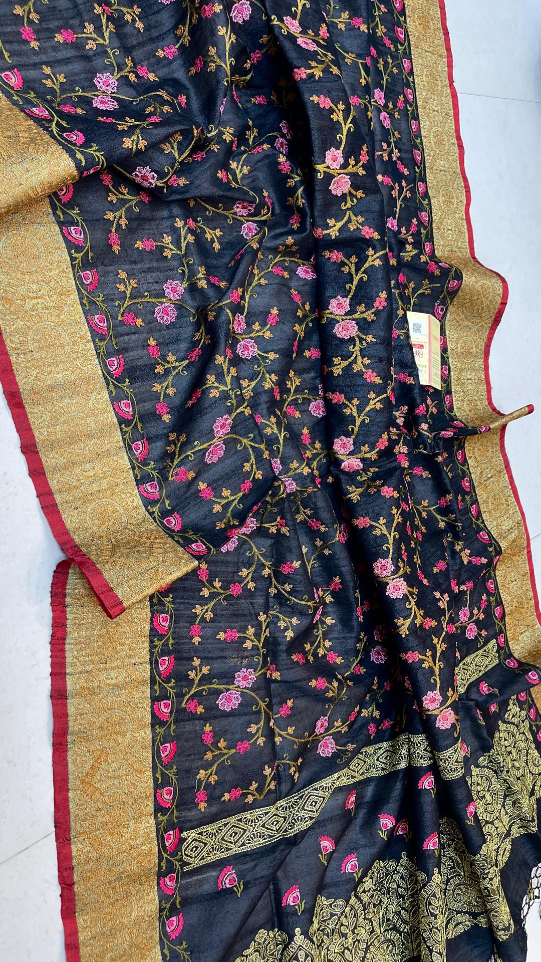 Handloom Pure Tussar Silk Saree with Embroidery Work