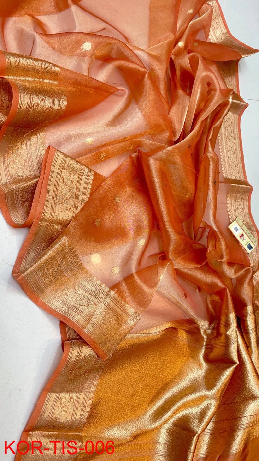 Pure Kora Tissue Silk Hanloom Zari Work Saree.