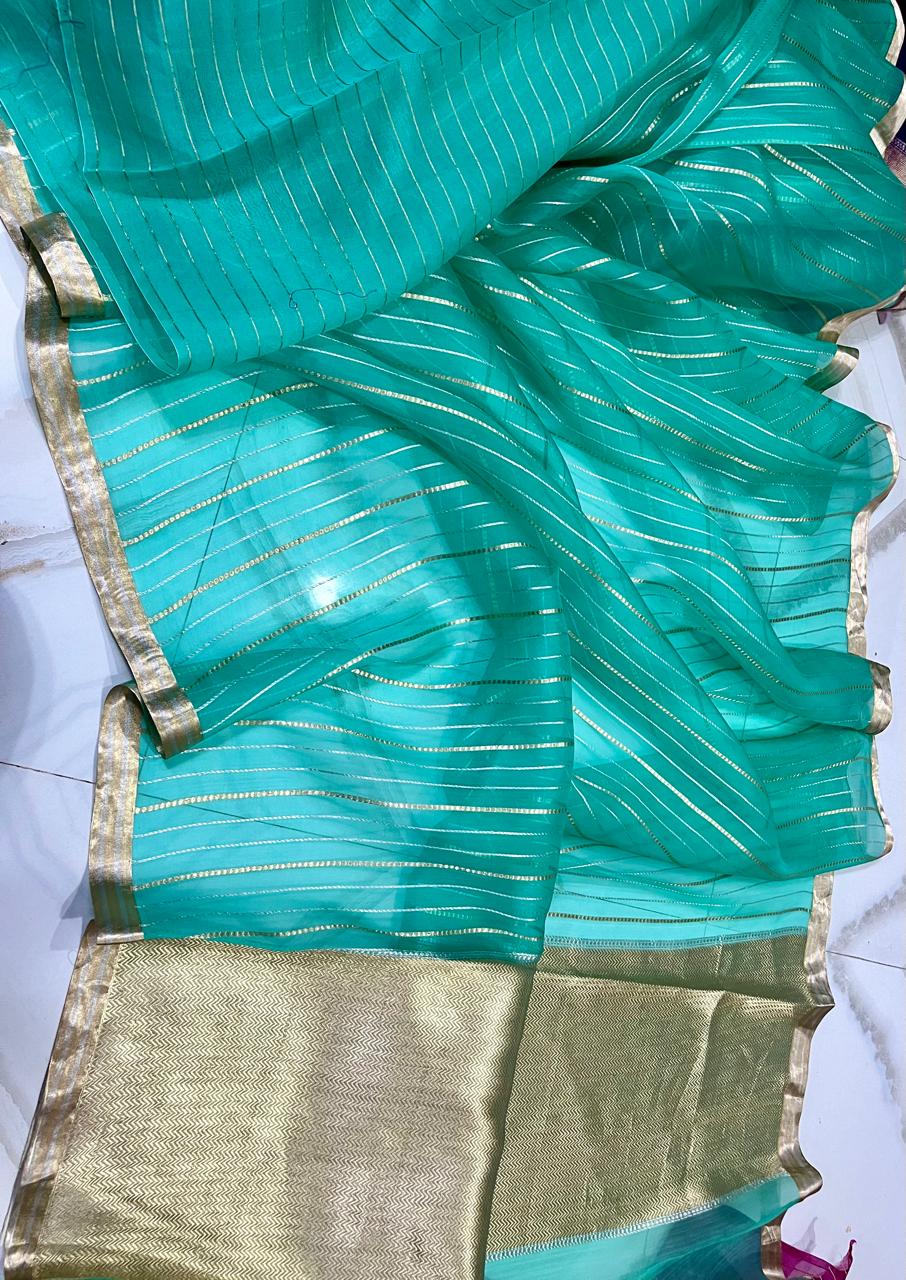 Pure Kora Organza Silk Hanloom Zari Work Saree.