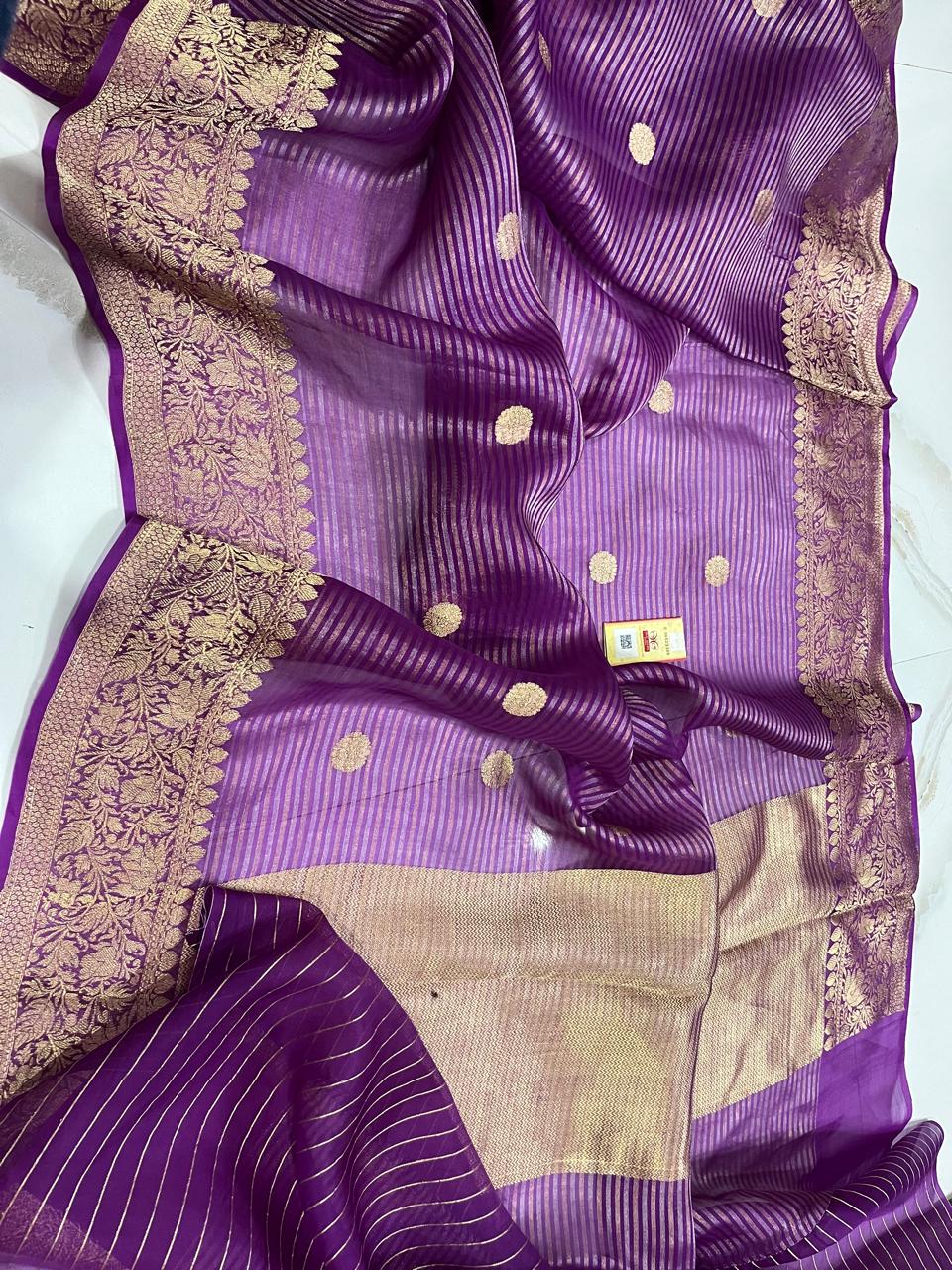 Pure Kora Organza Silk Hanloom Zari Work Saree.