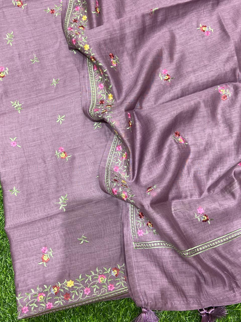 Exclusive Banarasi Mul Chanderi Silk Unstitched Suit with Resham Thread Embroidery Work