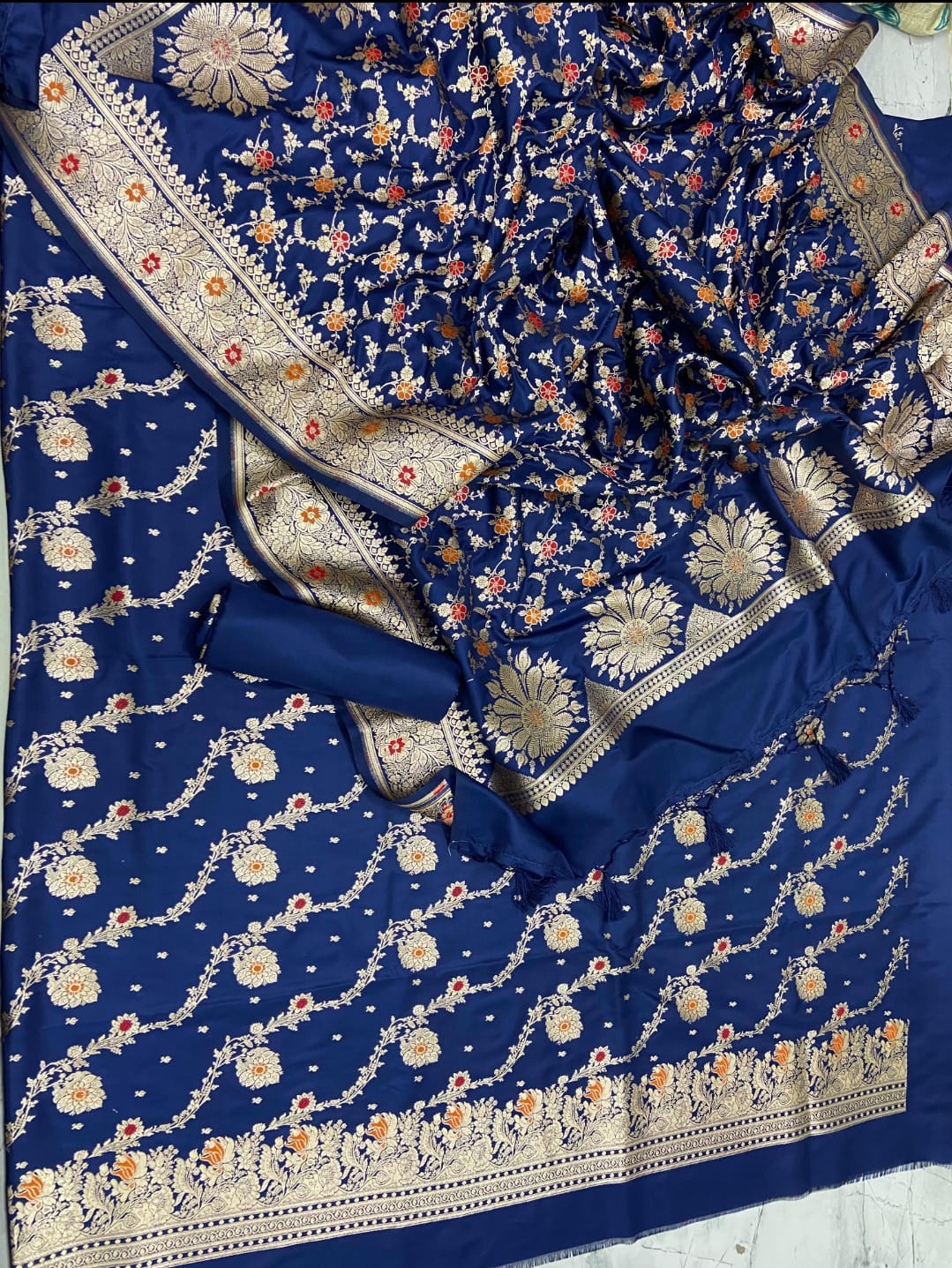 Banarasi Katan Mashru Silk Unstitched Suit