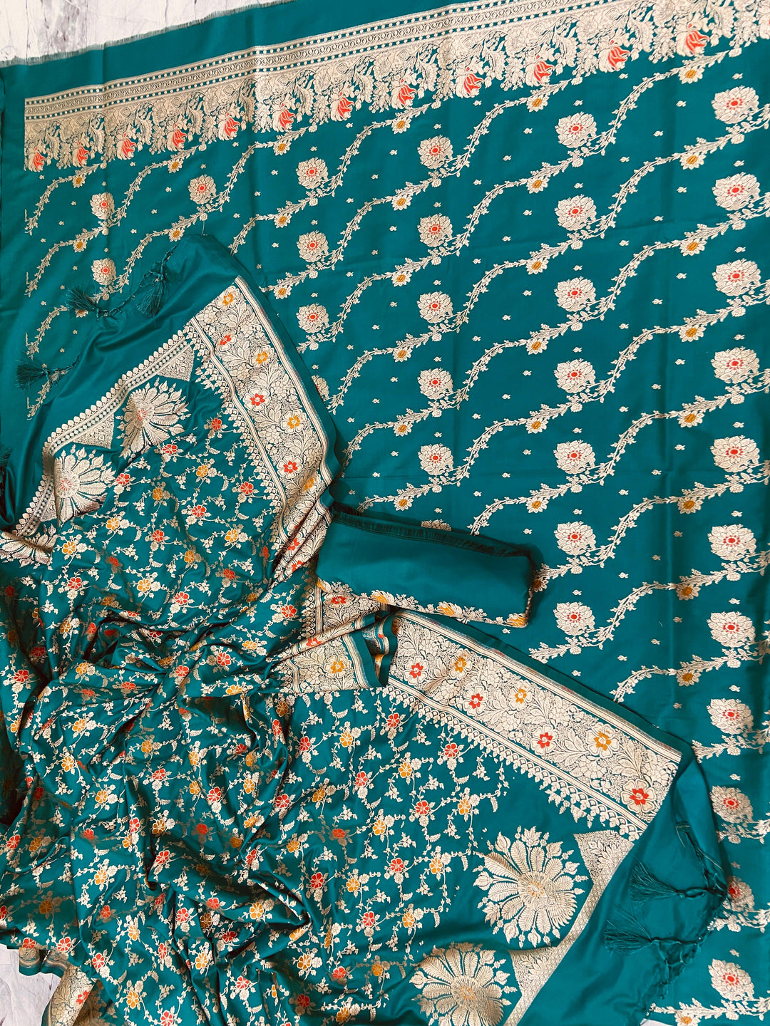Banarasi Katan Mashru Silk Unstitched Suit