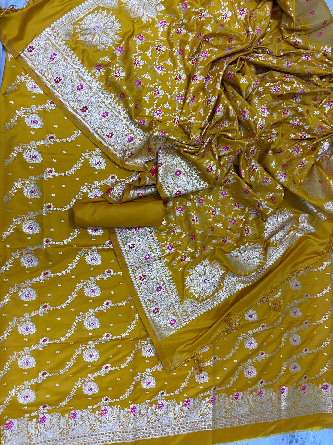 Banarasi Katan Mashru Silk Unstitched Suit