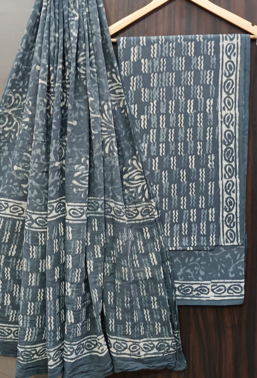 Pure Cotton Hand Block Print Unstitched Suit