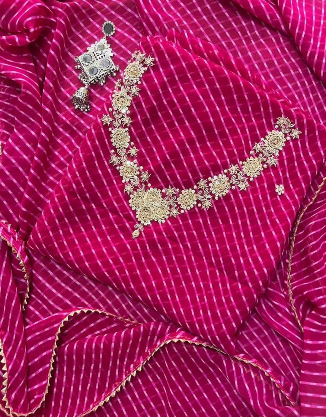 Hand Work 3 pc Unstitched Suit in Georgette