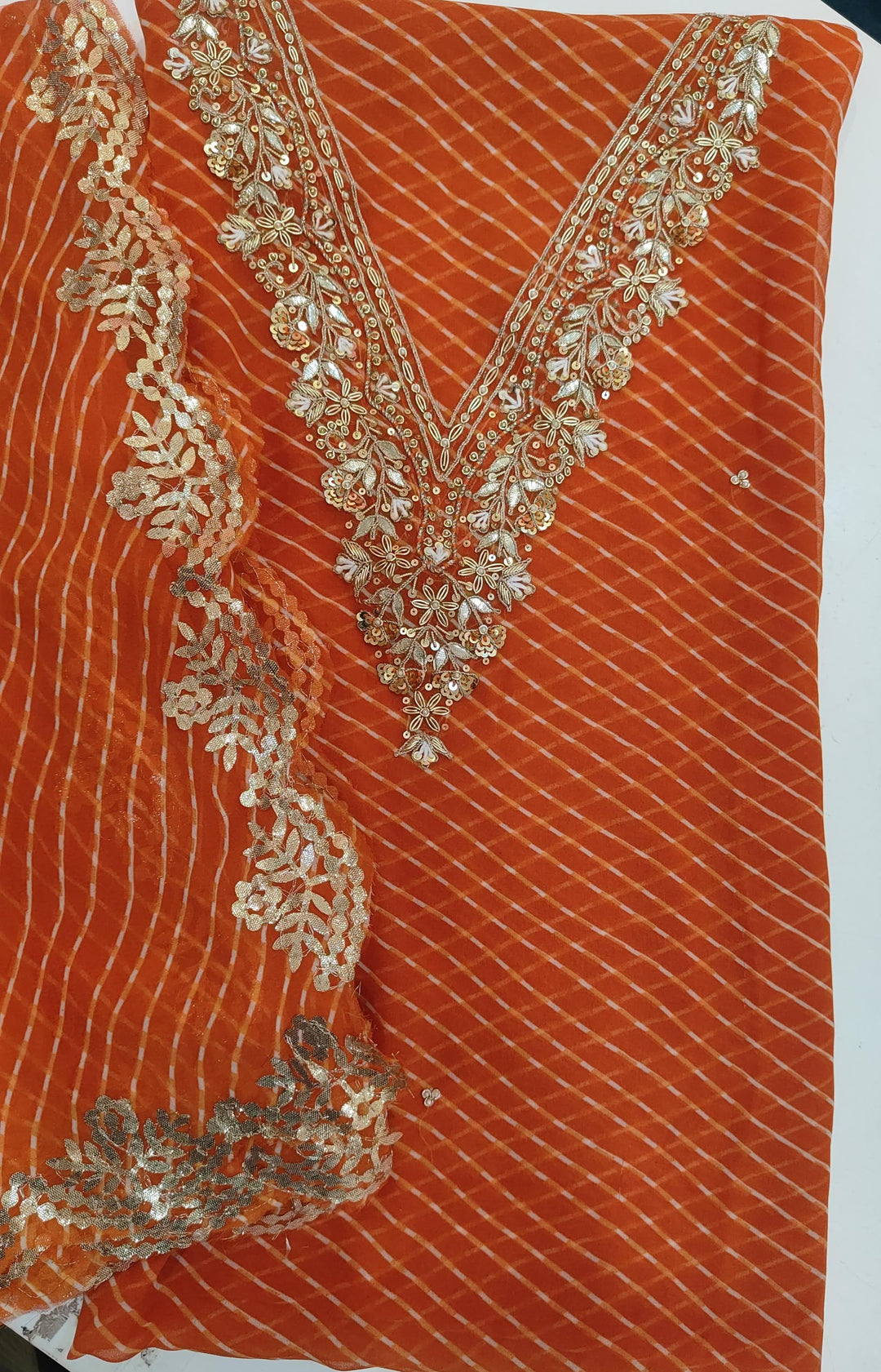 Hand Work 3 pc Unstitched Suit in Georgette