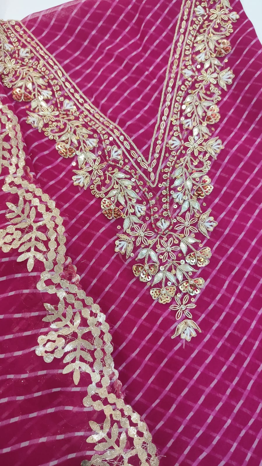 Hand Work 3 pc Unstitched Suit in Georgette