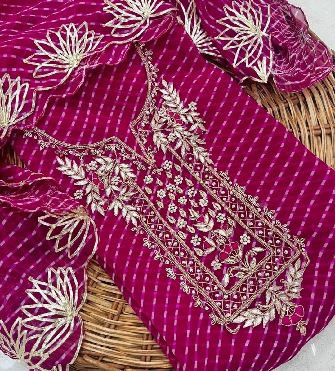 Hand Work 3 pc Unstitched Suit in Georgette