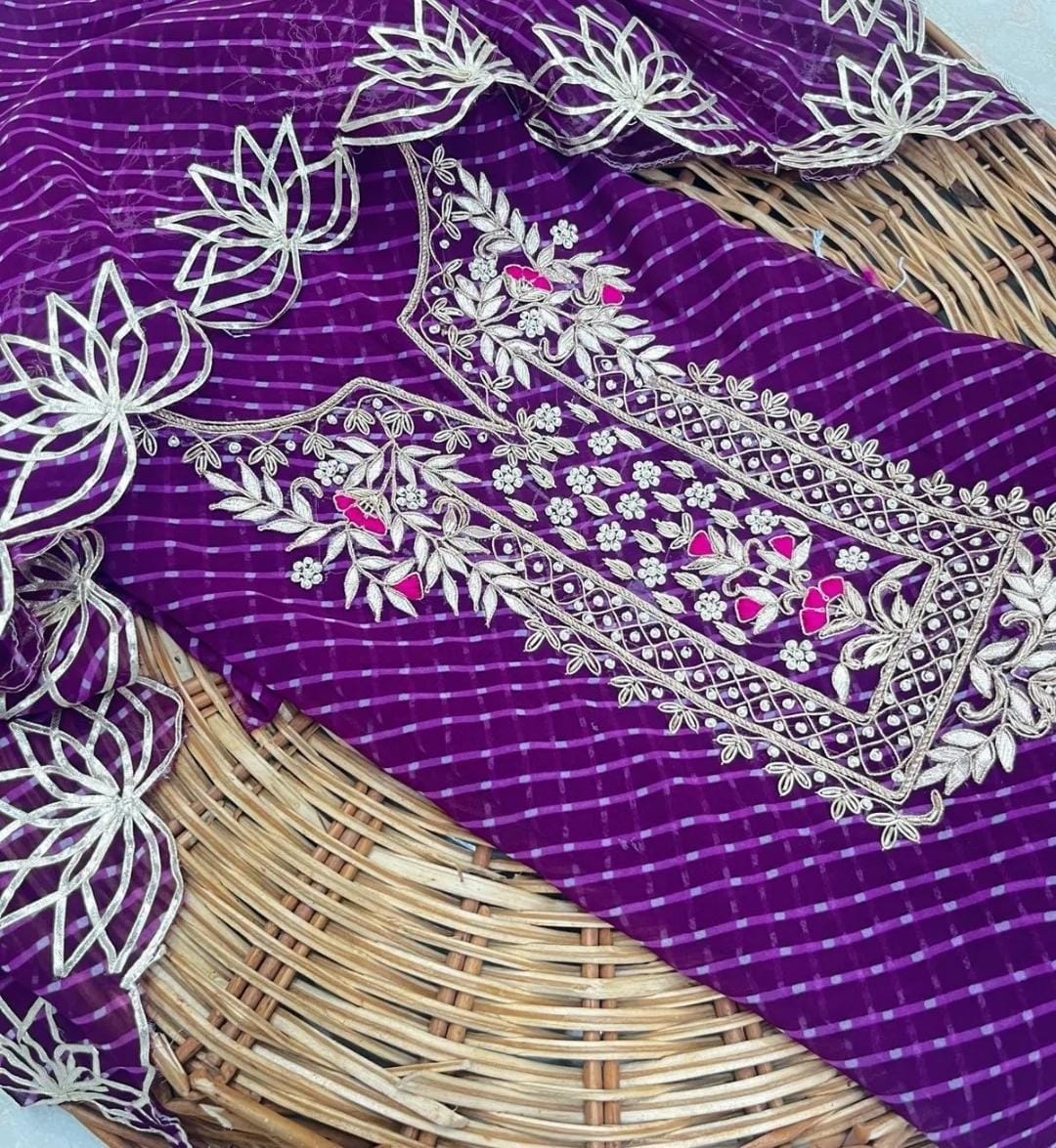 Hand Work 3 pc Unstitched Suit in Georgette
