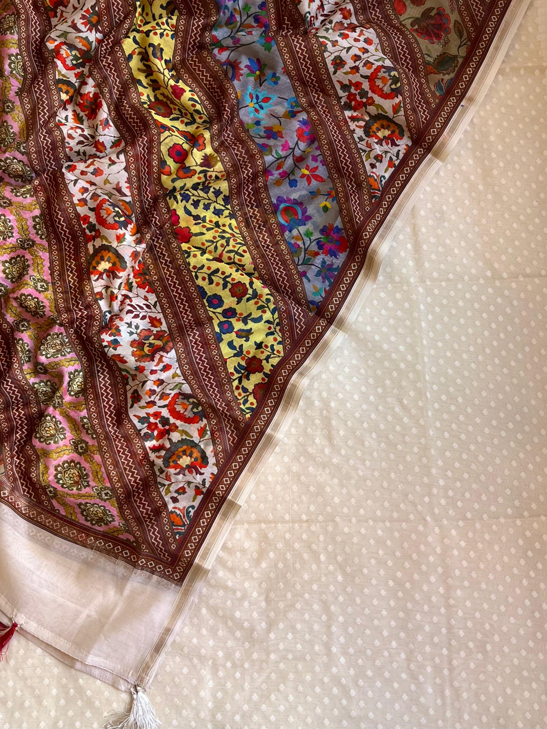 Pure Banarasi Cotton by Cotton Unstitched Suit wit Chanderi Silk Digital print Dupatta