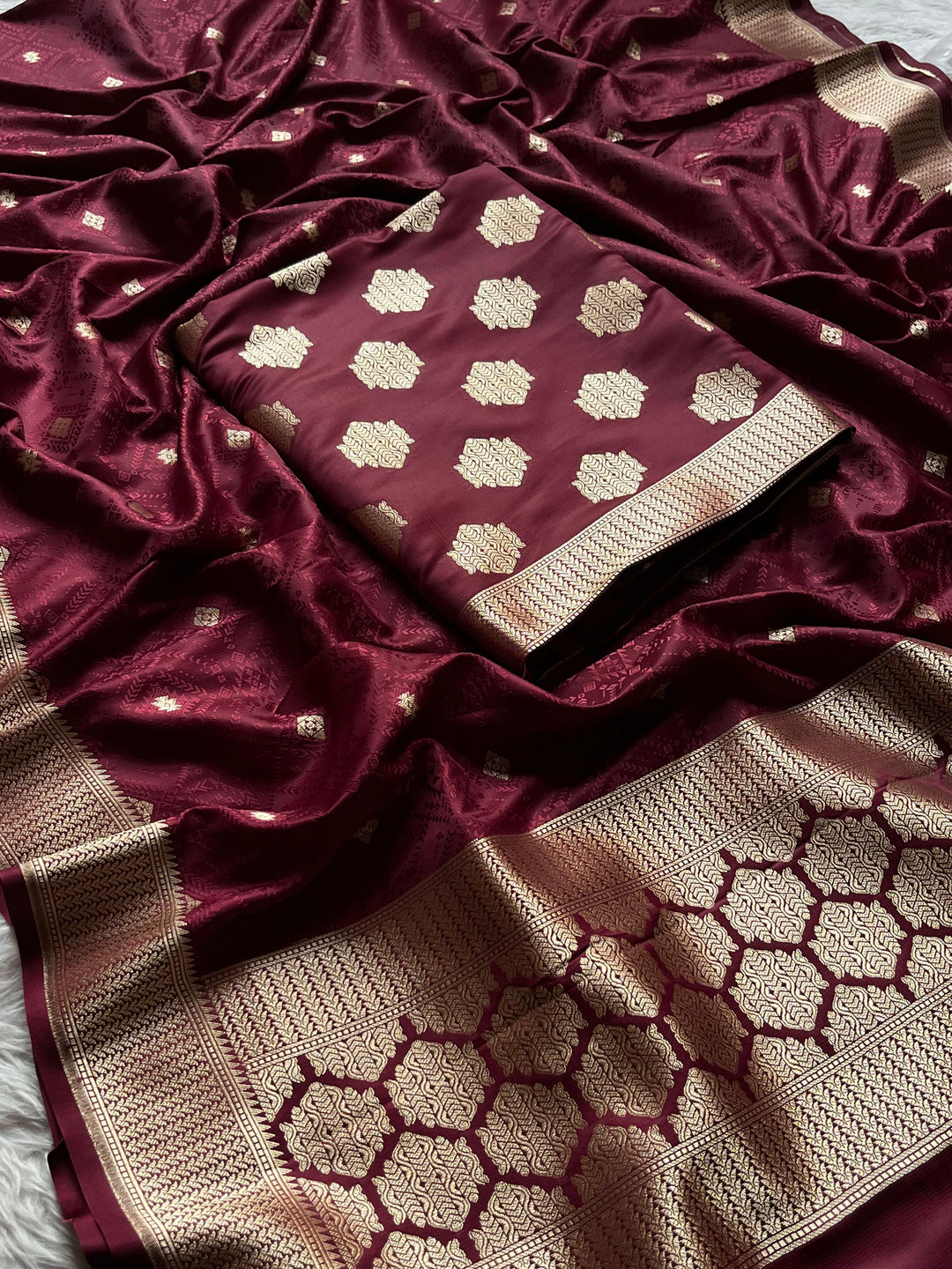 Pure Banarasi Mashru Satin Silk Unstitched Suit