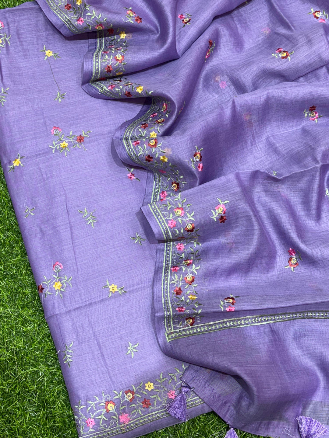 Pure Banarasi Resham Chanderi Silk Unstitched Suit With Embroidery Work